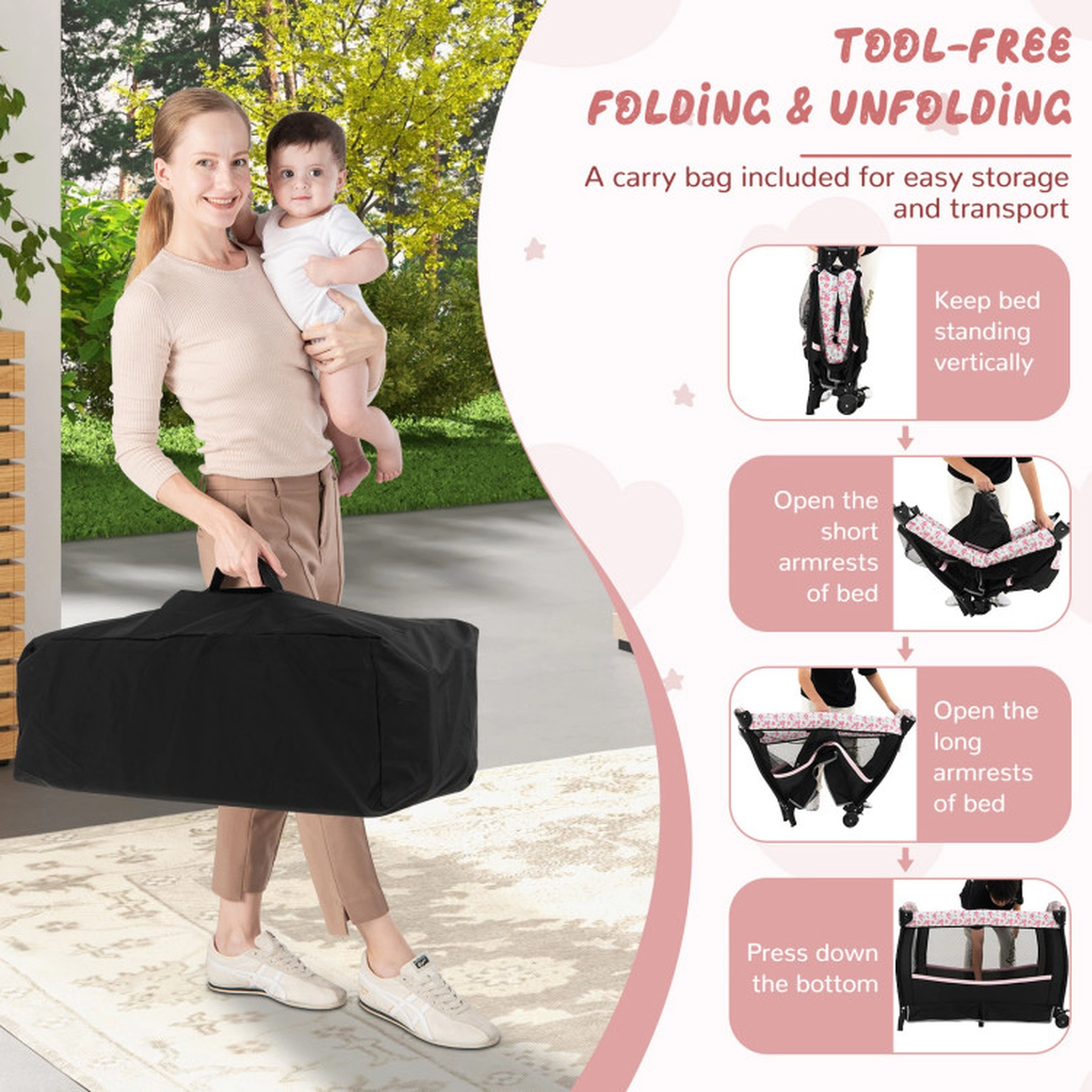 SUGIFT 4 1 Portable Pack and Play Baby Nursery Center with Bassinet
