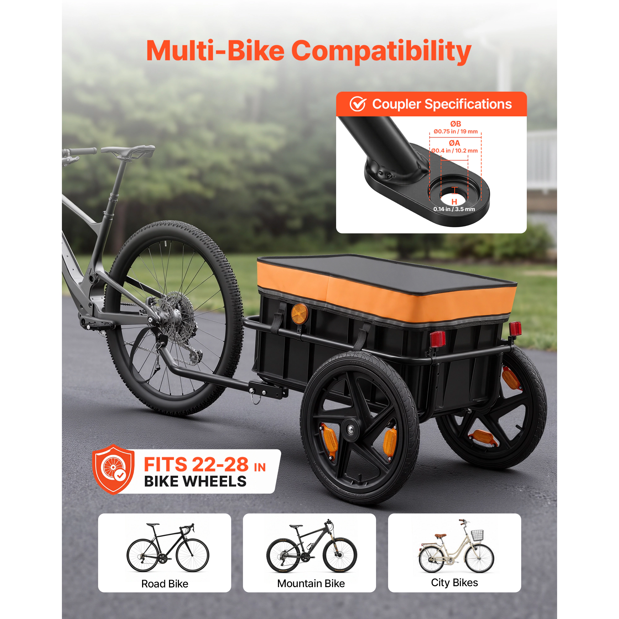 HONGGE Bike Cargo Trailer Capacity Heavy-Duty Bicycle Wagon Cart Foldable Compact Storage & Quick Release with