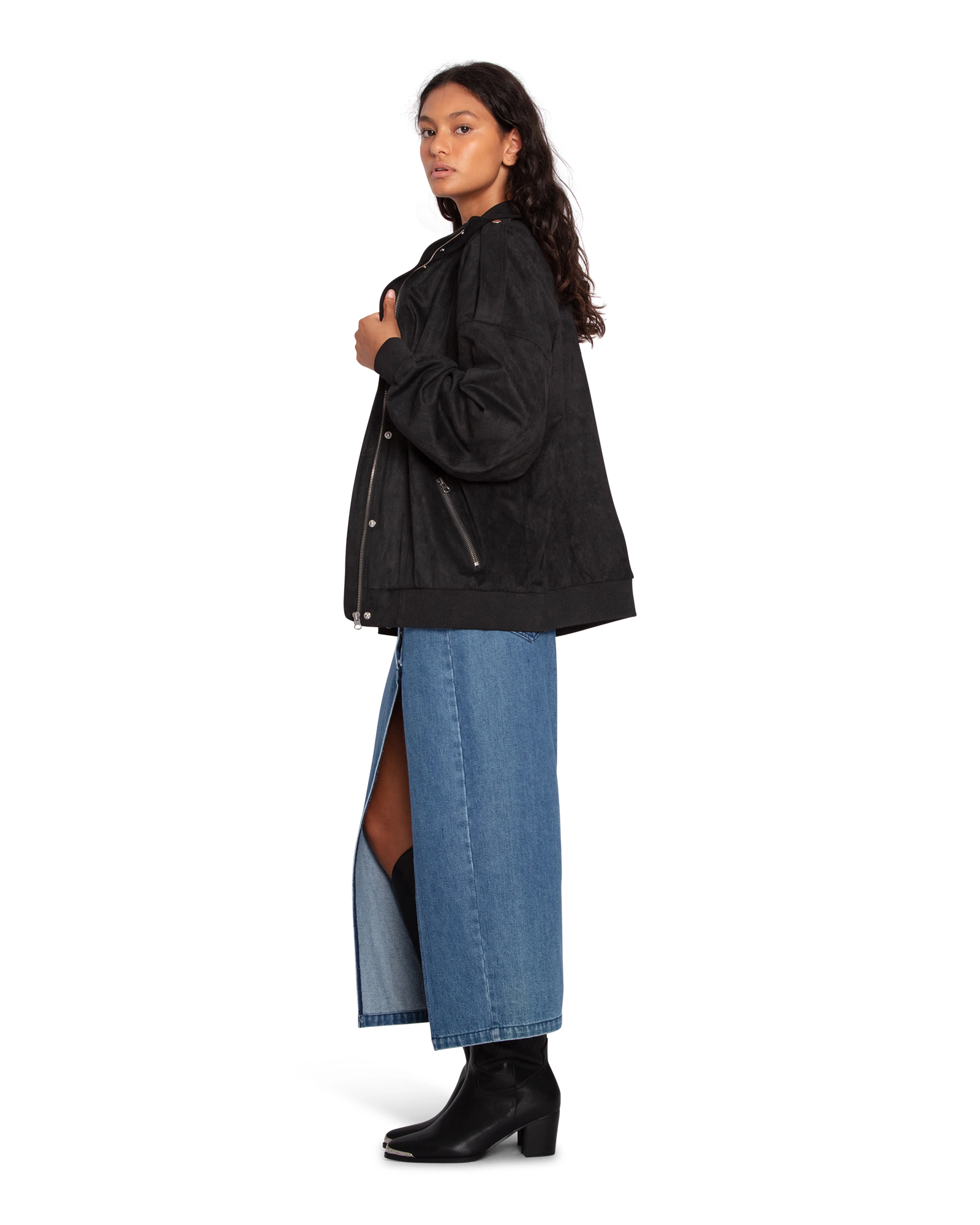 Belle & Bloom Womens Most Wanted Suede Bomber Jacket