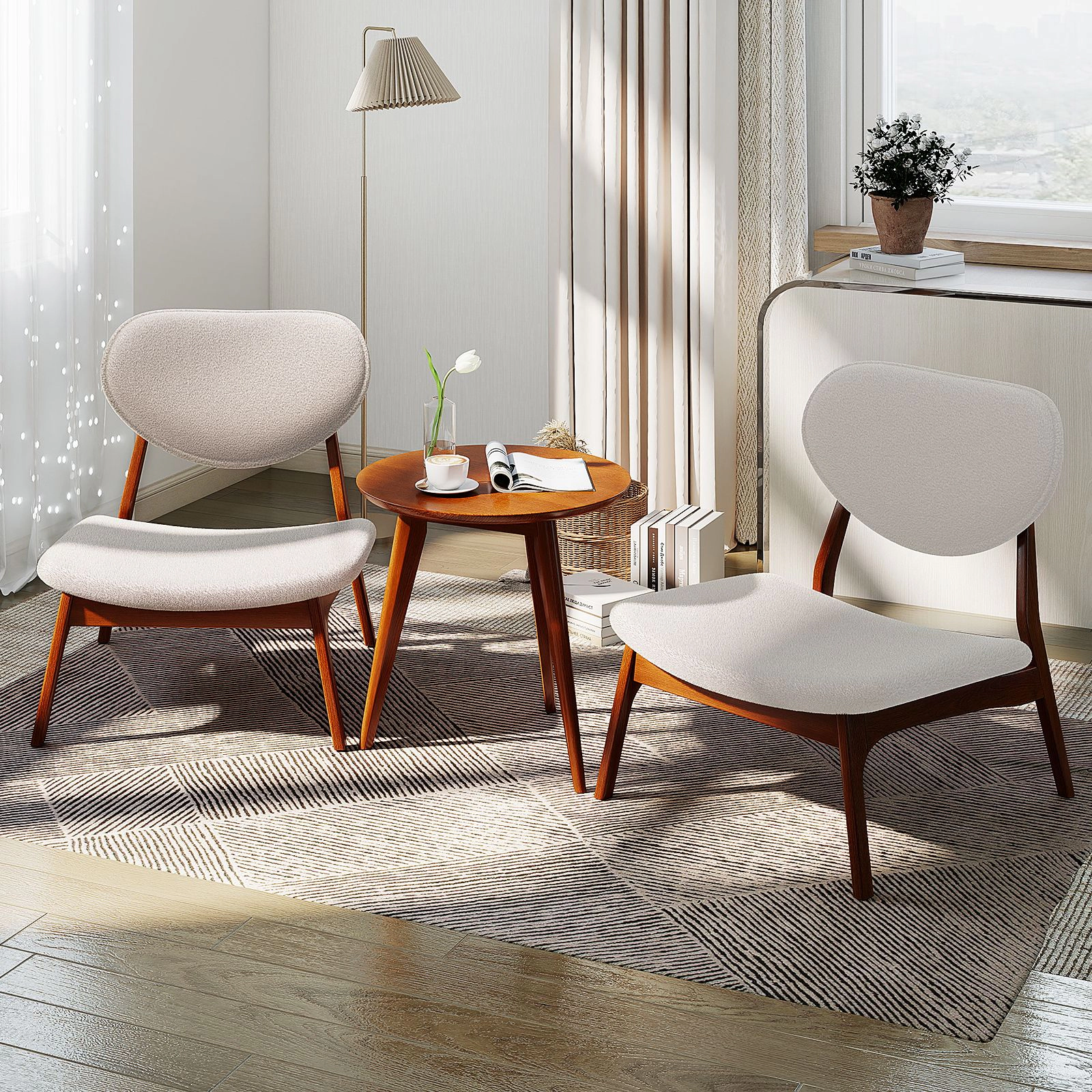 SlickBlue Unisex Set of 2 Velvet Accent Chairs with Side Table