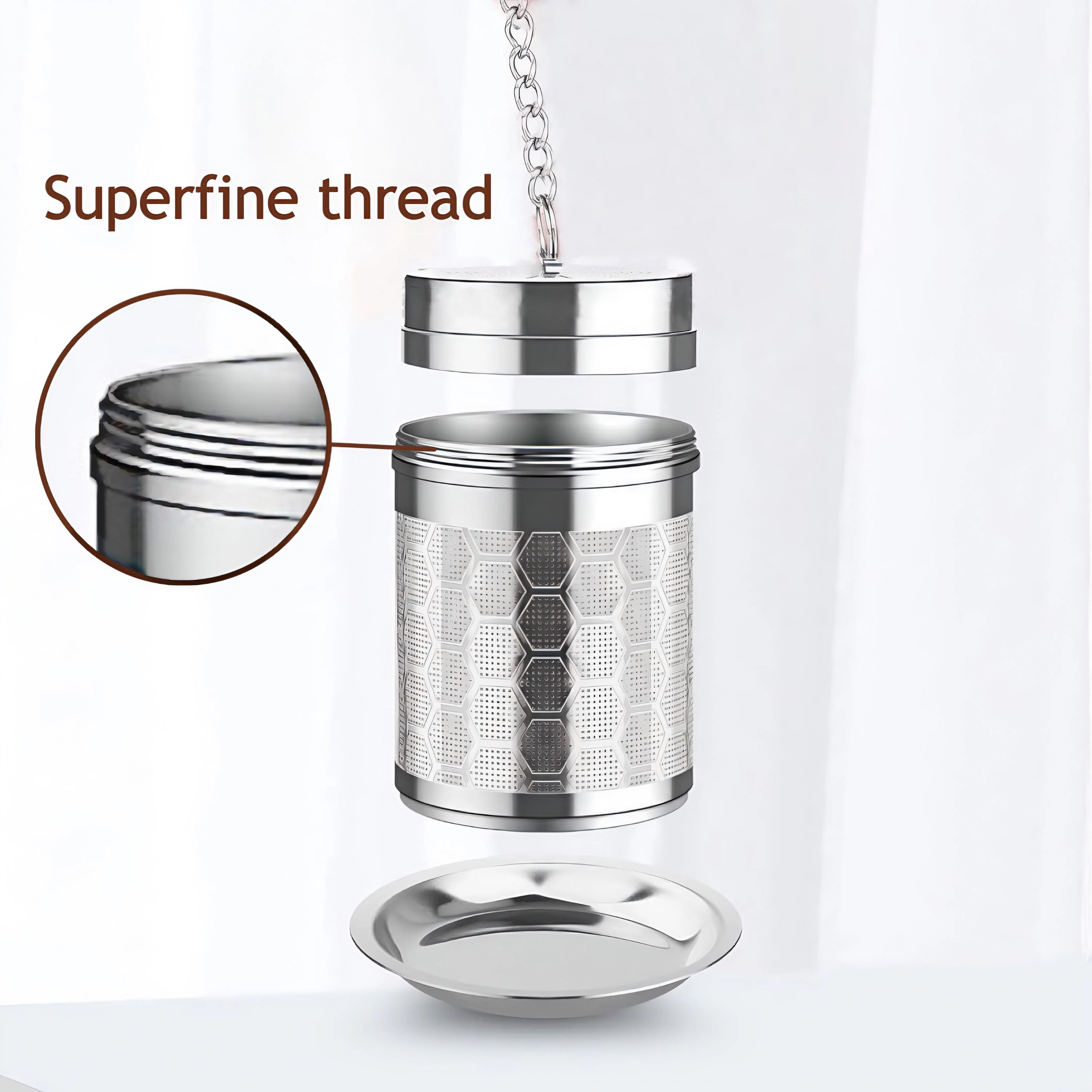 Kitcheniva Stainless Steel Fine Mesh Tea Infuser With Chain & Drip Tray