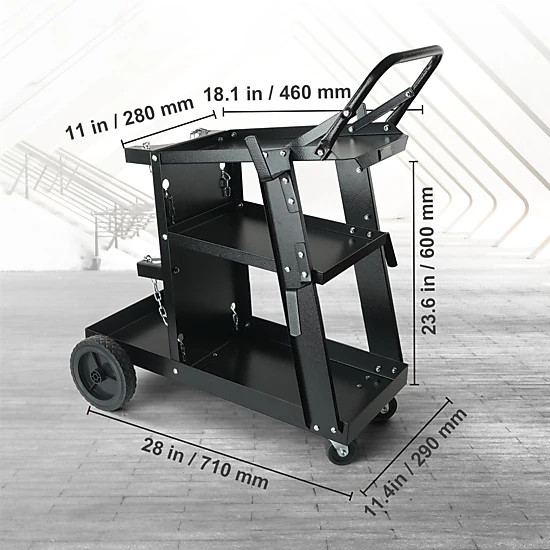 HONGGE Welding Cart with Weight Capacity Wheels Tank Storage Safety Chains Cart for Welding