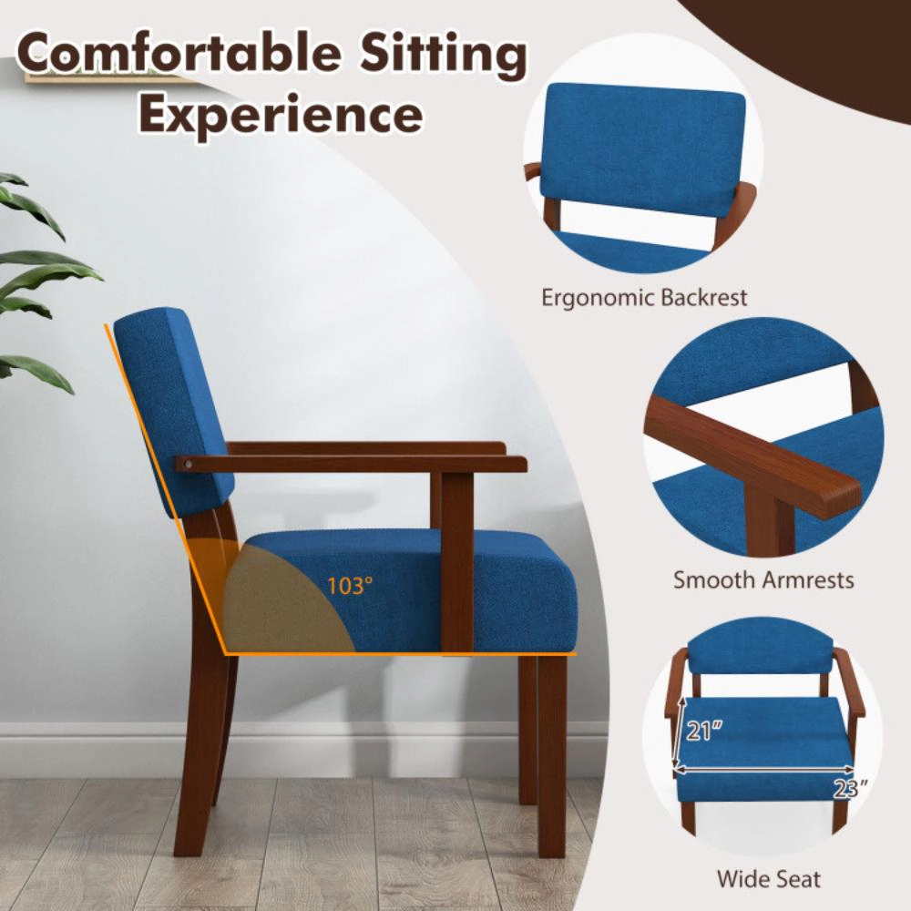 Hivvago Modern Upholstered Accent Chair with Solid Wood Frame for Living Room