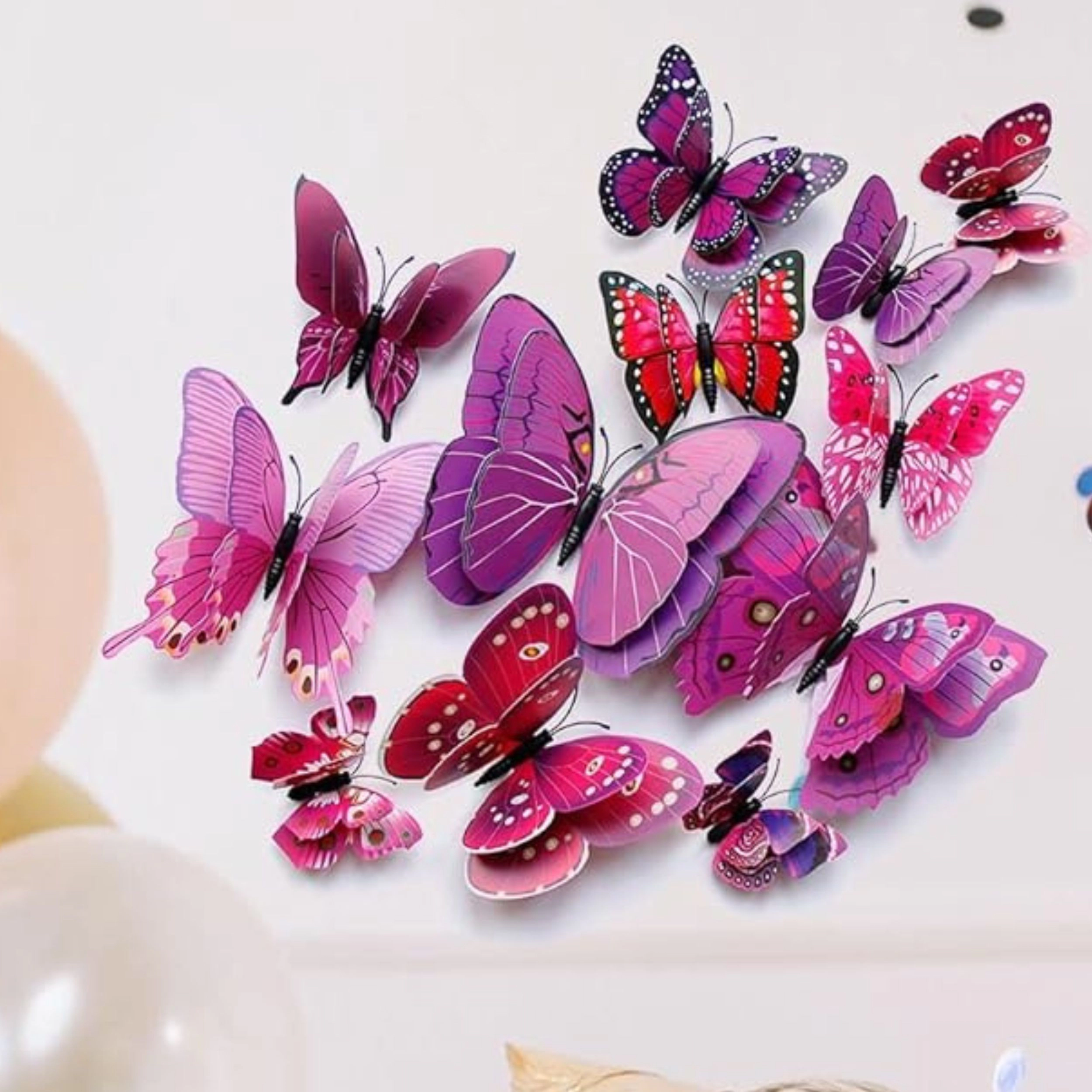 Stock Preferred Pack of 24 3D Butterfly Wall Decor Stickers with Magnets Reusable Waterproof