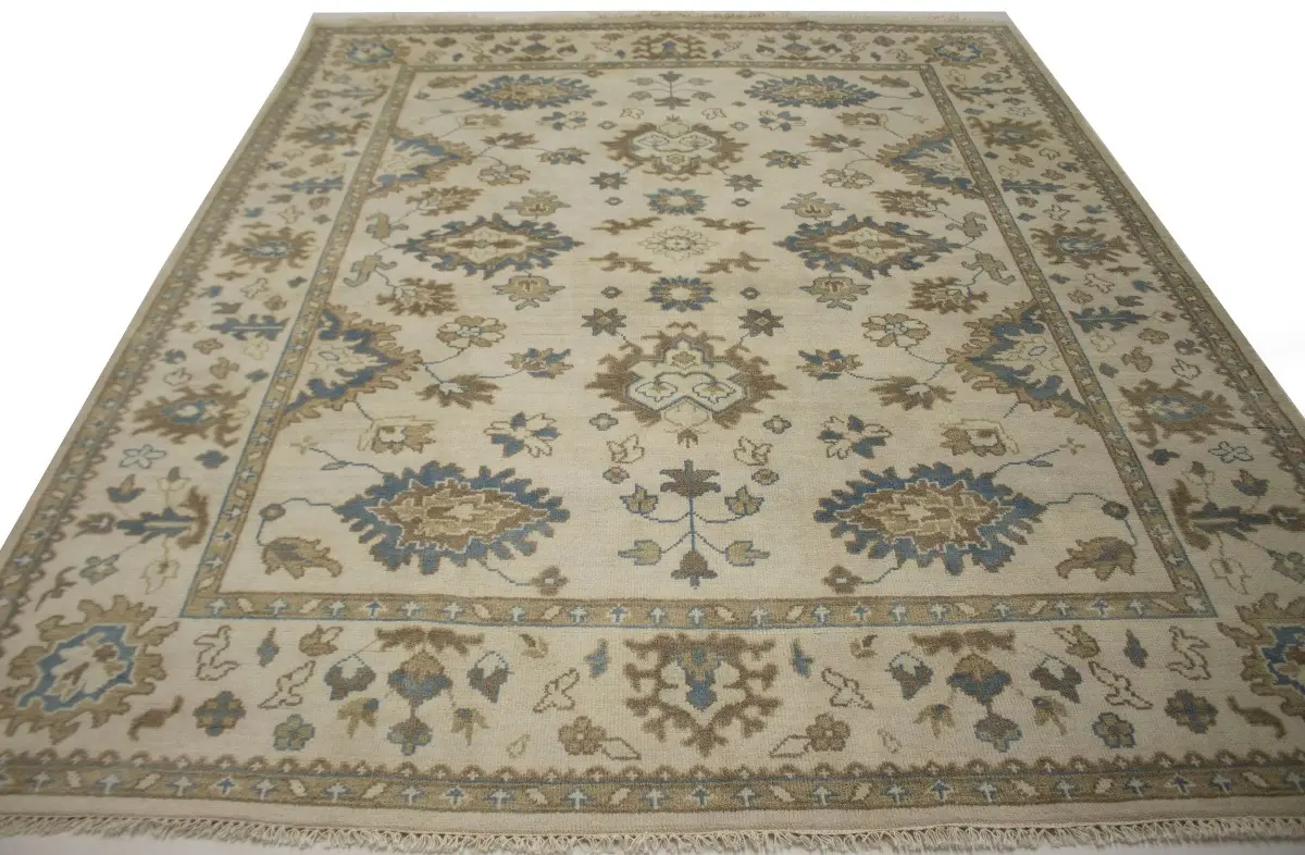 Magic Rugs 9'10 X 8'2 Hand Knotted Oushak Chobi Muted Floral Wool Rug