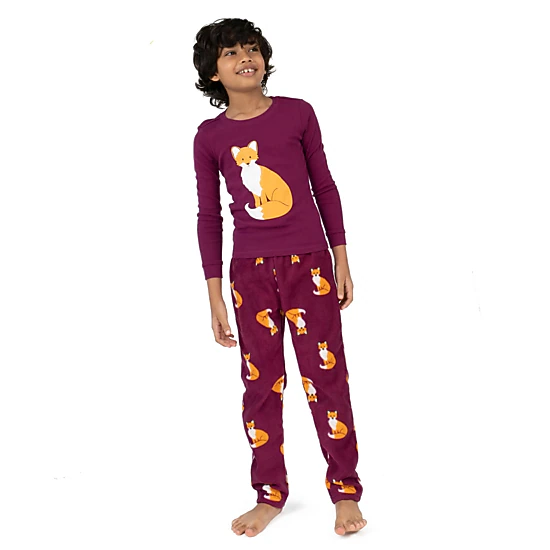 Leveret Toddler/Kids Cotton Top & Fleece Pants Animal Pajama Set