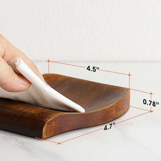 Cheer Collection Teak Wood Spoon Rest for Cooking Utensils with Non Slip Base
