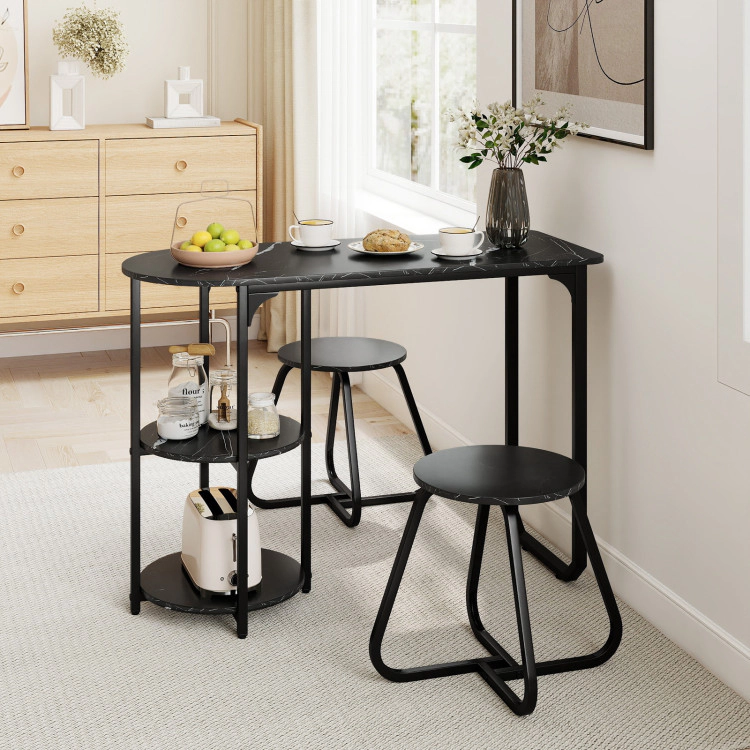 Hivvago 3-Piece Industrial Dining Table Set For Small Space