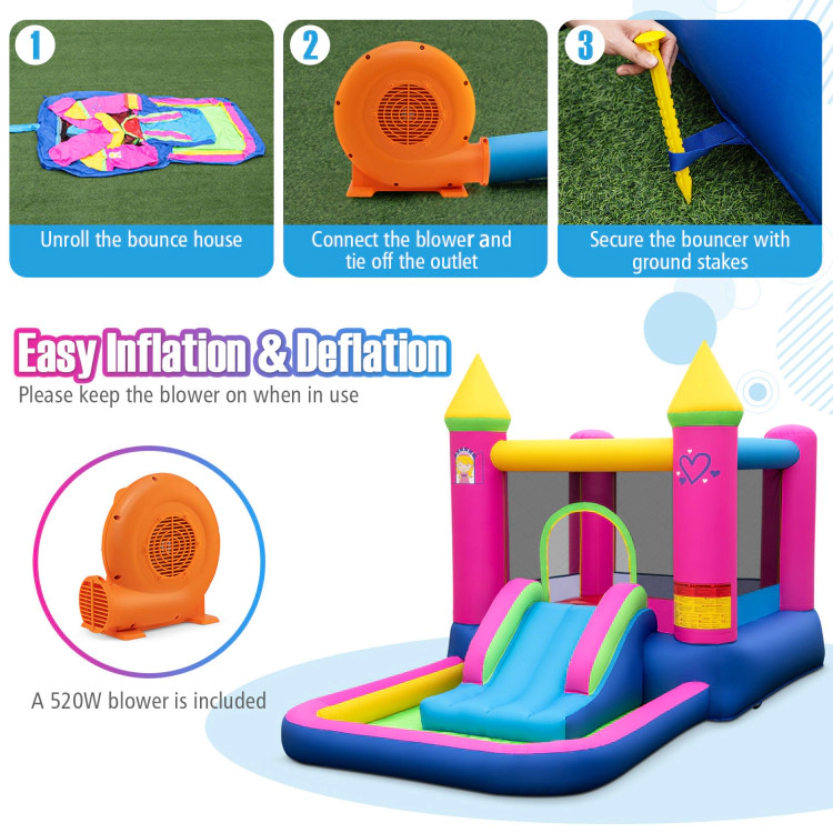 Hivvago Inflatable Bounce House Cute Princess Bouncy Castle with 520W Blower