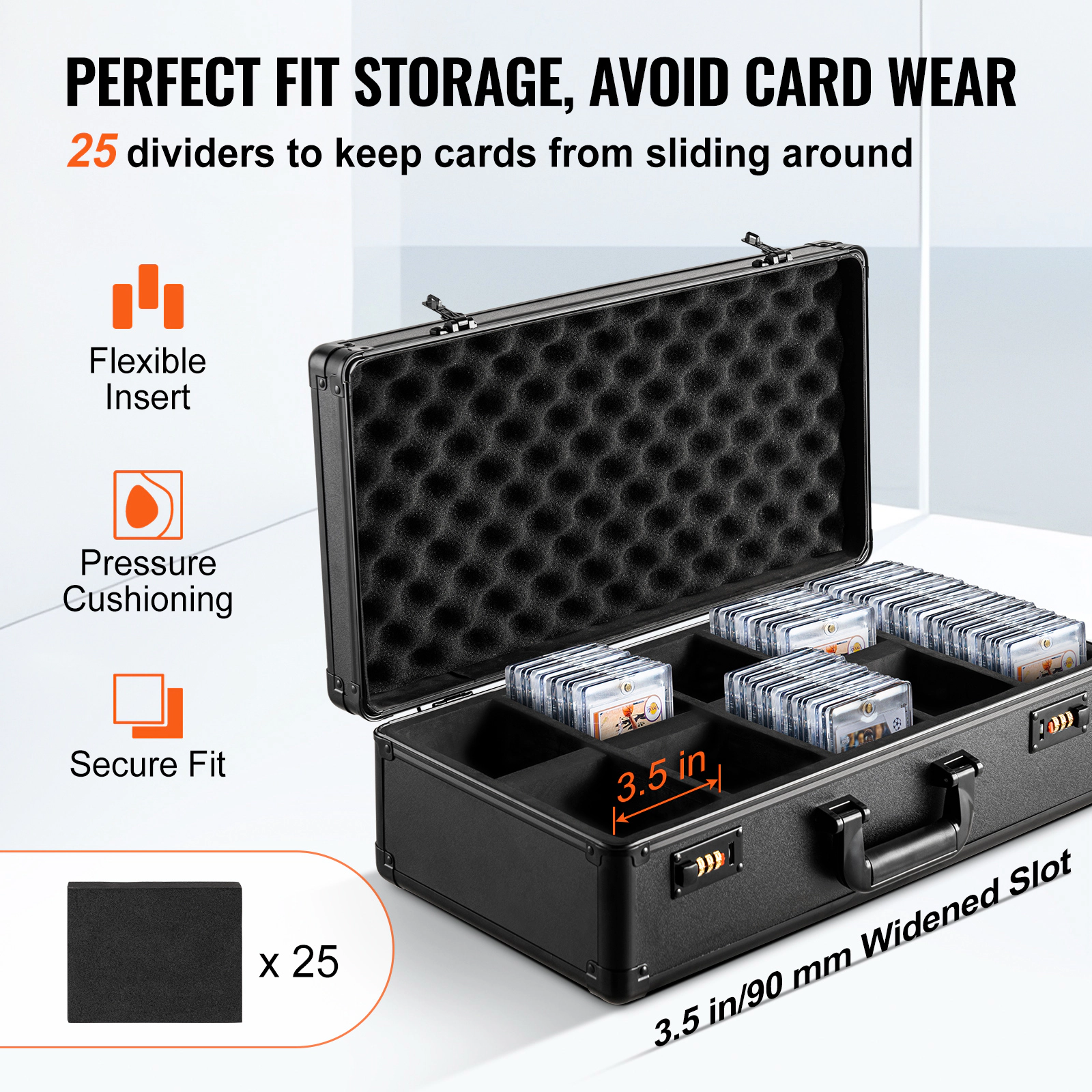 HONGGE Graded Card Storage Box, Graded Sports Cards Holder Carrying Case with Lock Foam Dividers, for PSA Graded Cards