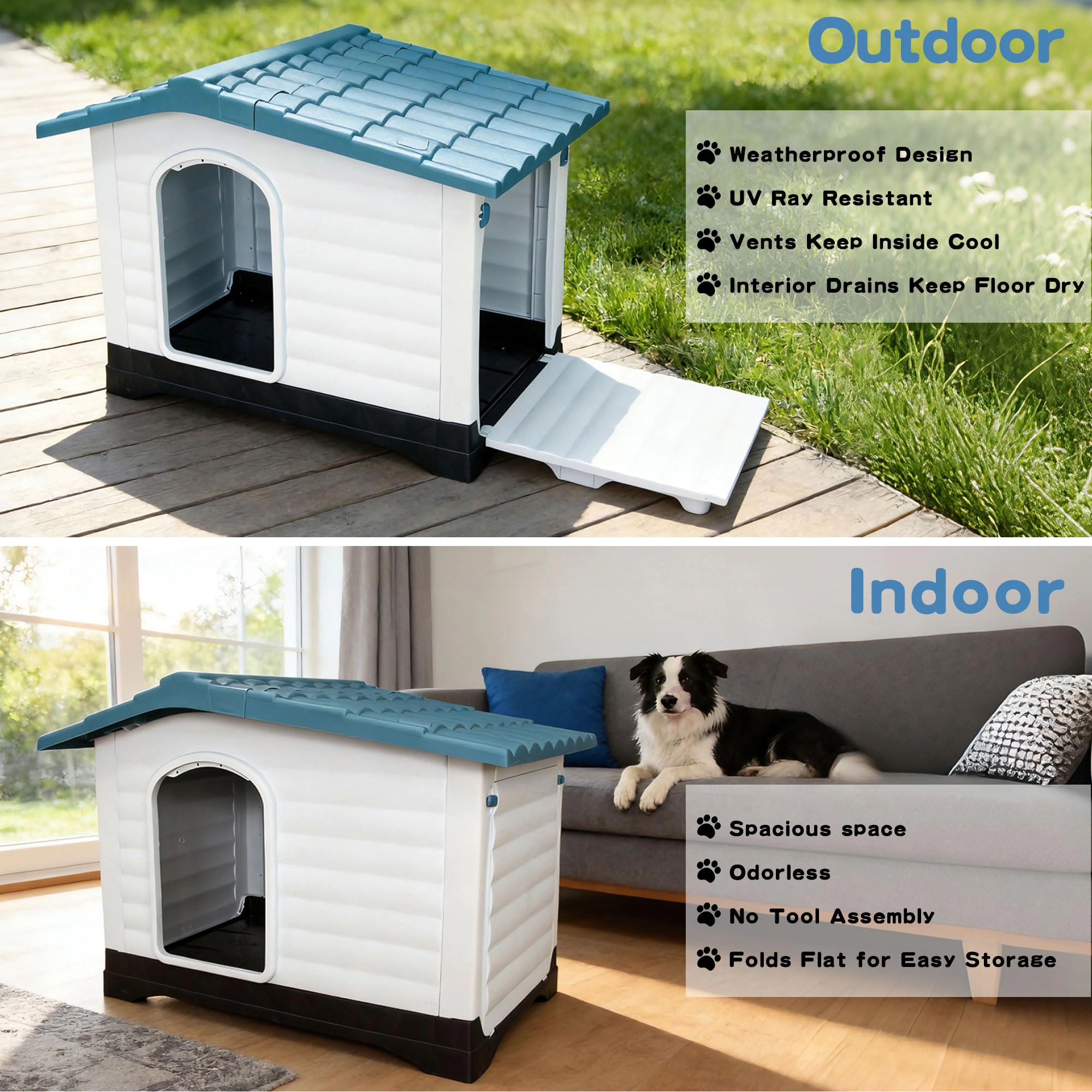 Durable Weather-Resistant Outdoor Dog House, Comfortable Pet Kennel