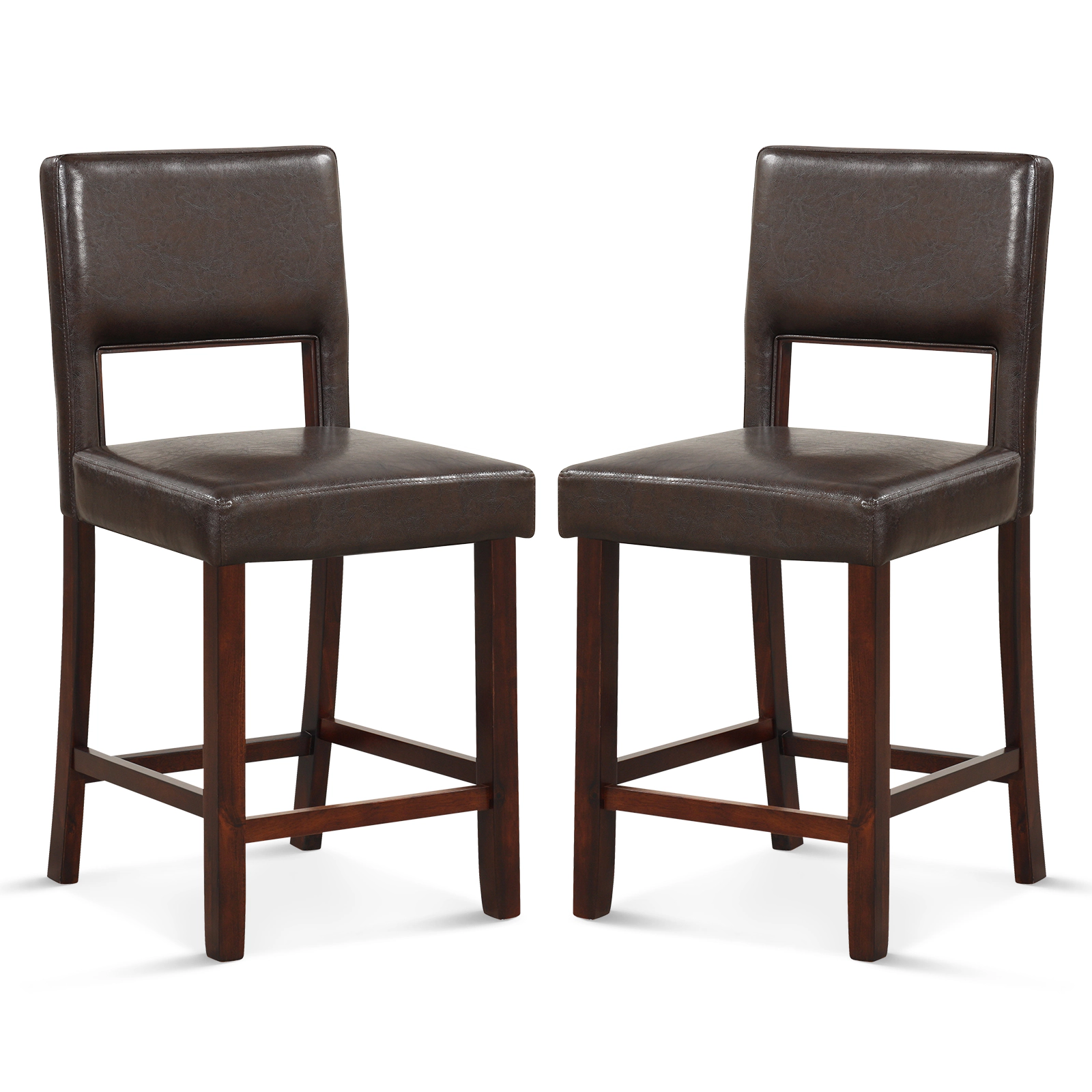 SlickBlue Set of 2 Counter Height Bar Stools with Backrest & Footrest