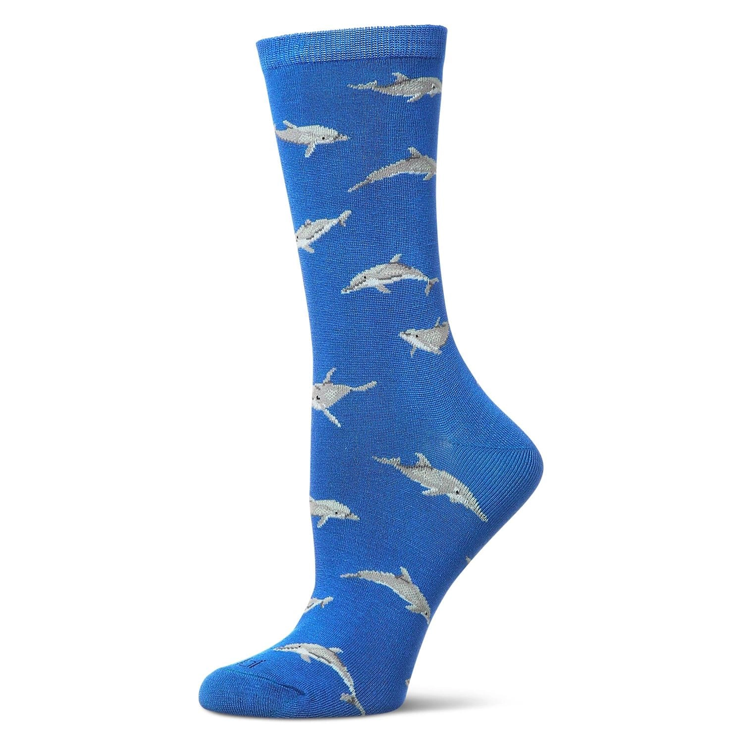 MeMoi Women's Dolphins Rayon from Bamboo Crew Socks
