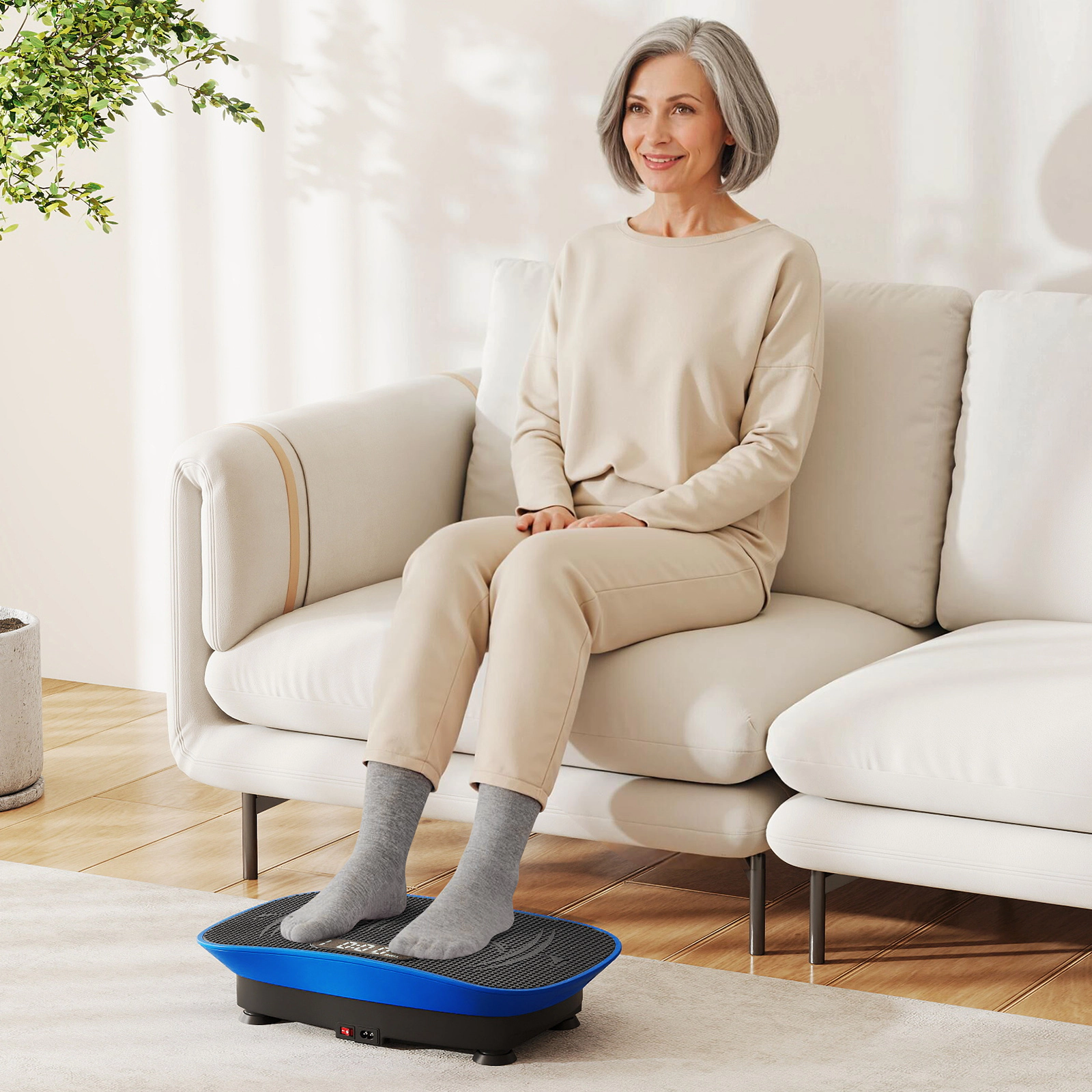 SUGIFT Navy Vibration Plate Exercise Machine with Auto Mode and Remote 20-in W 11-in D 5-in H 330-lb User Capacity