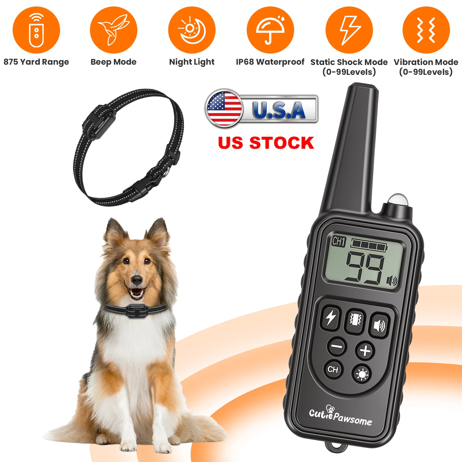 GBruno IP67 Waterproof Dog Training Collar Receiver