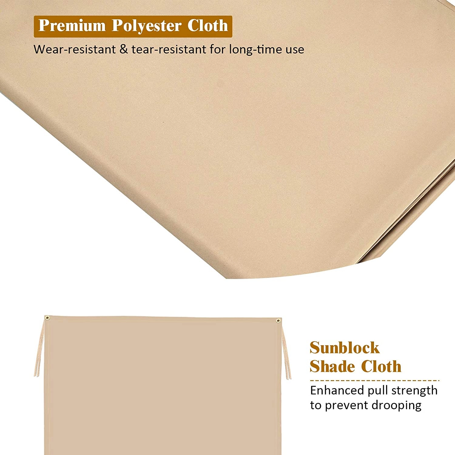SUGIFT Outdoor Replacement Pergola Canopy Shade Cover 17 x 7 in with Copper Grommets and 4 Straps Beige