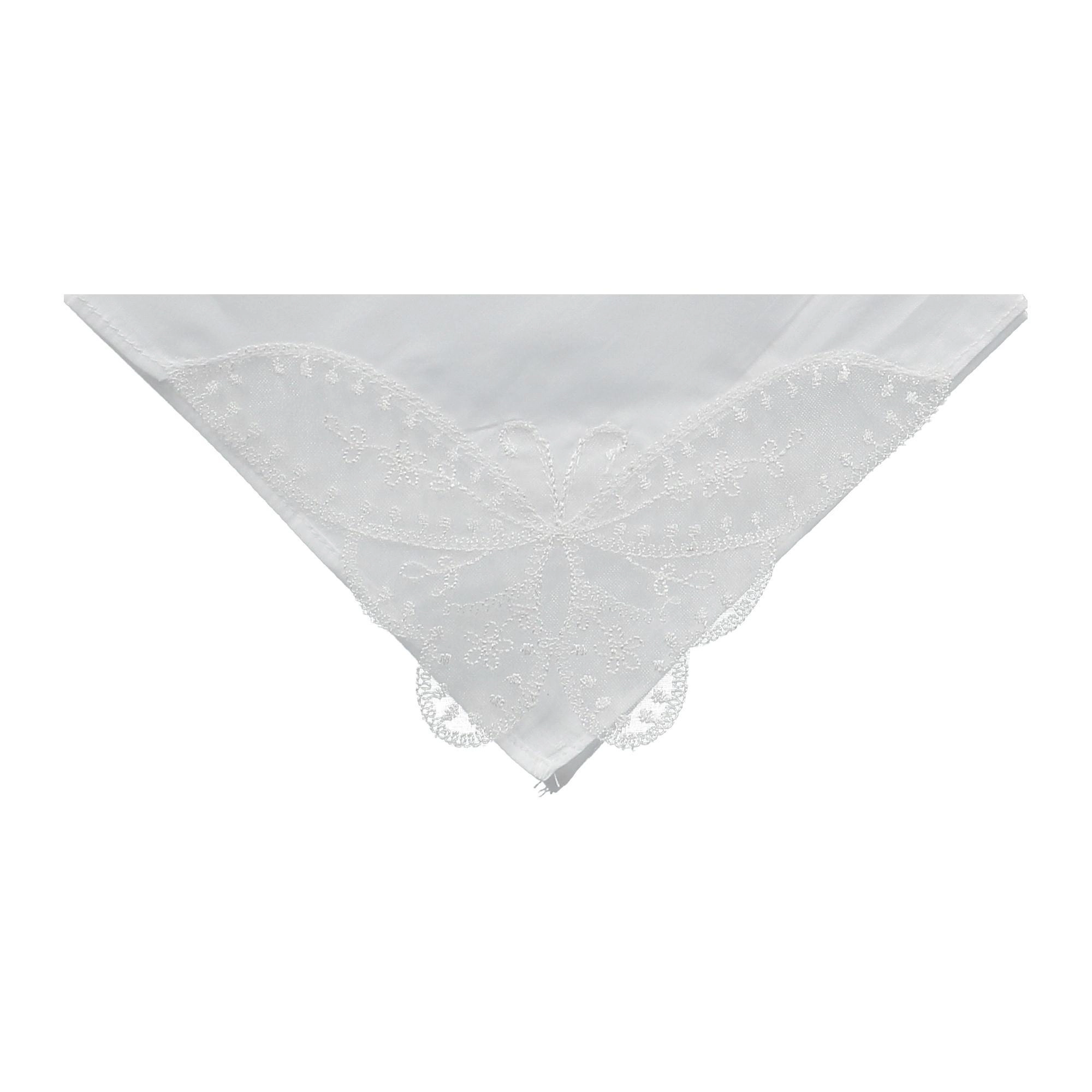 CTM Women's Butterfly Corner Lace Handkerchief