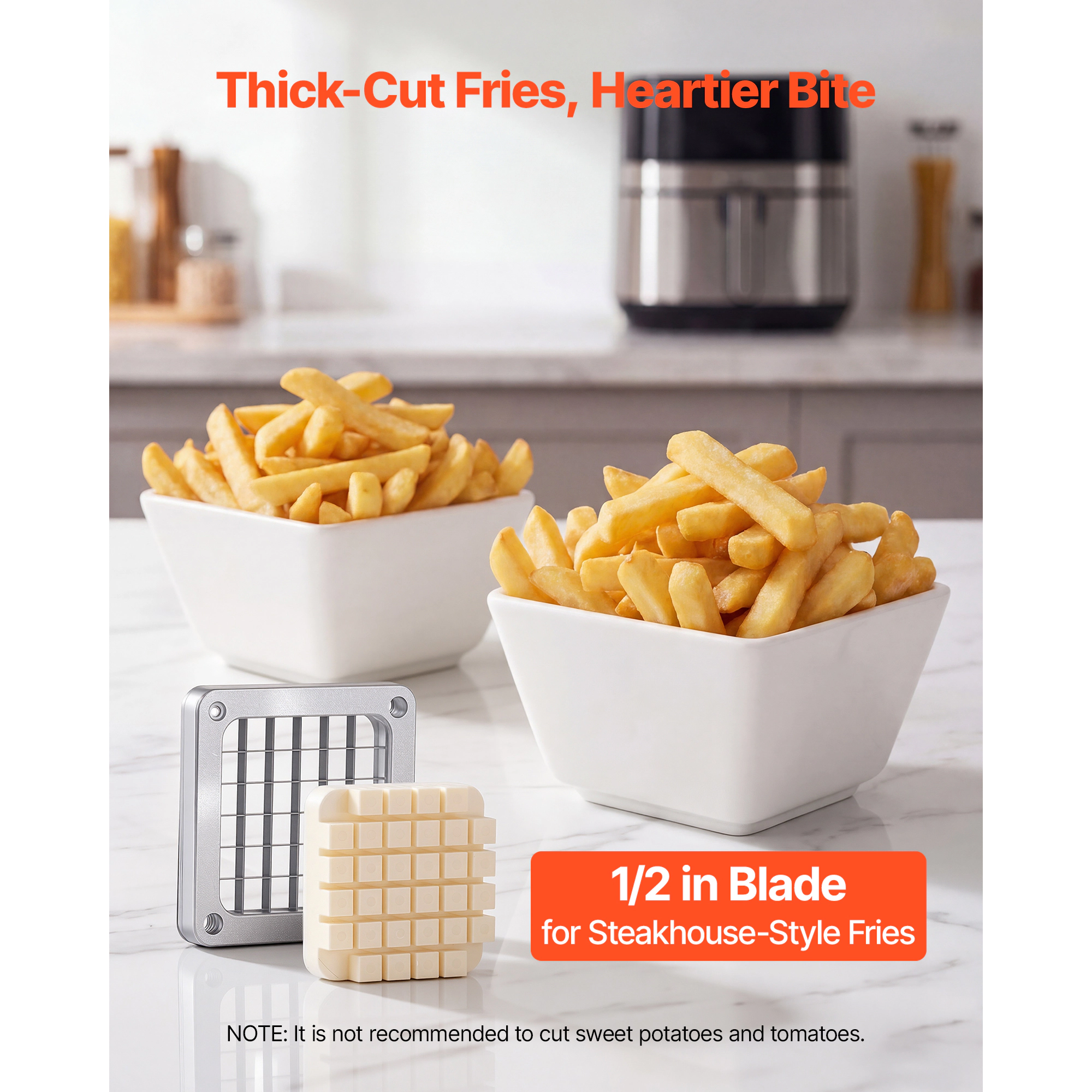 HONGGE French Fry Cutter, Blade Commercial Chopper, Lever-Action Vegetable Dicer with Ergonomic Handle