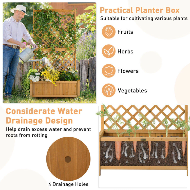 Hivvago Planter Raised Bed with Trellis for Plant Flower Climbing