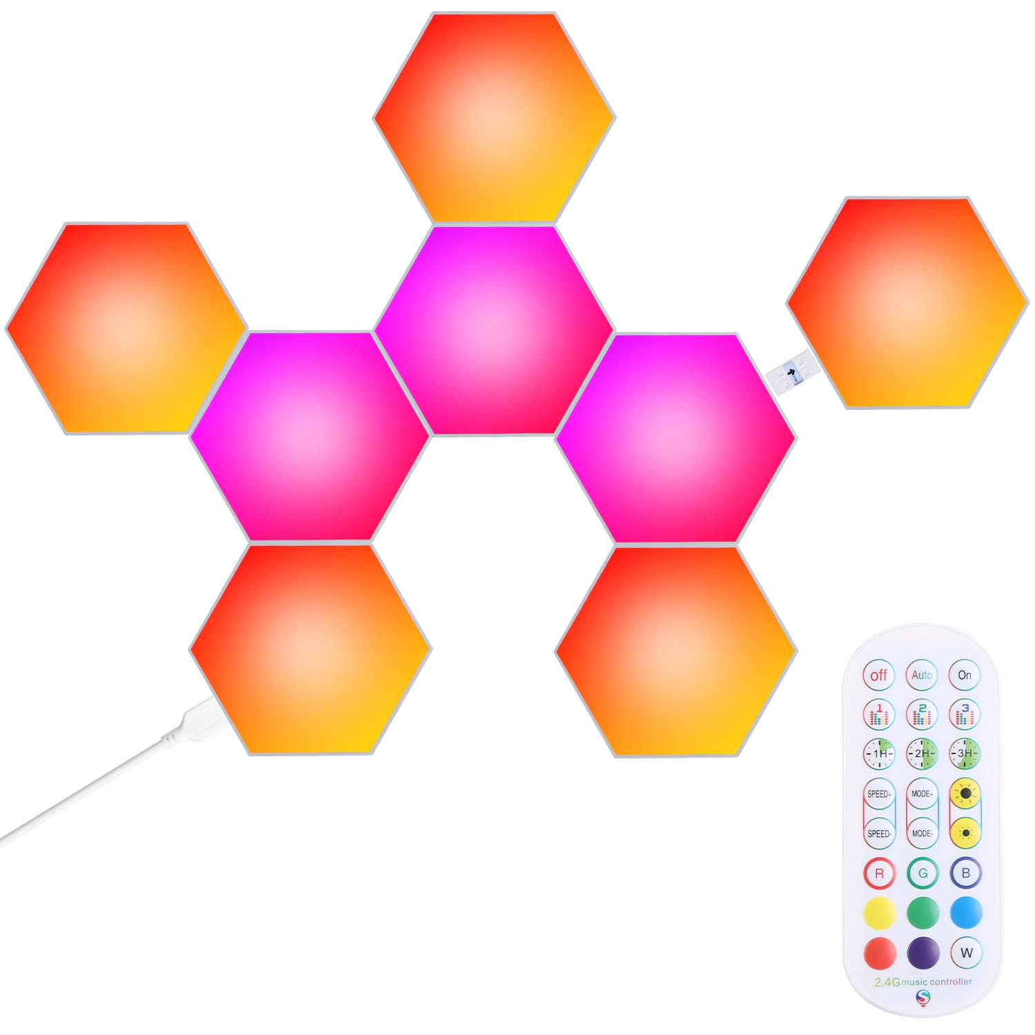 GBruno RGBW Hexagon Light Panels 8-Piece Set