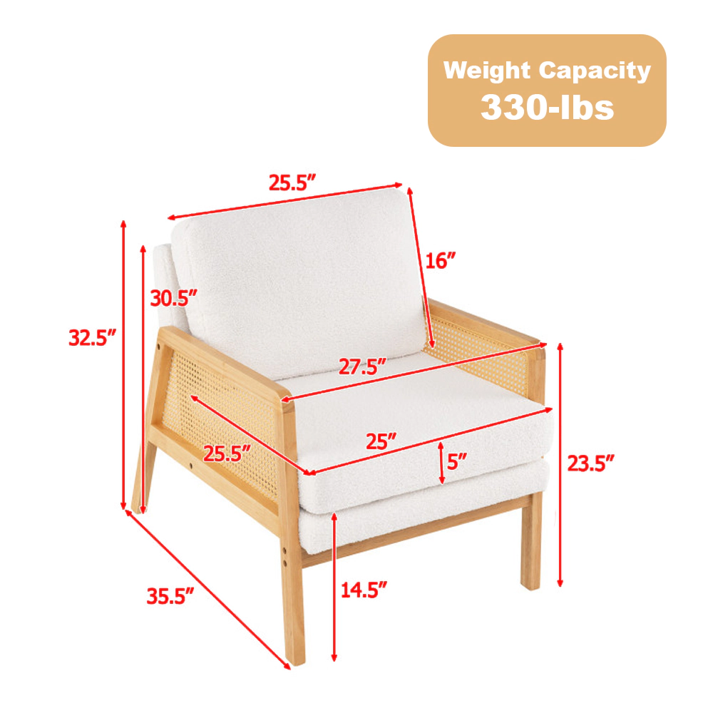 Hivvago Modern Rattan Arm Accent Chair with Cushion
