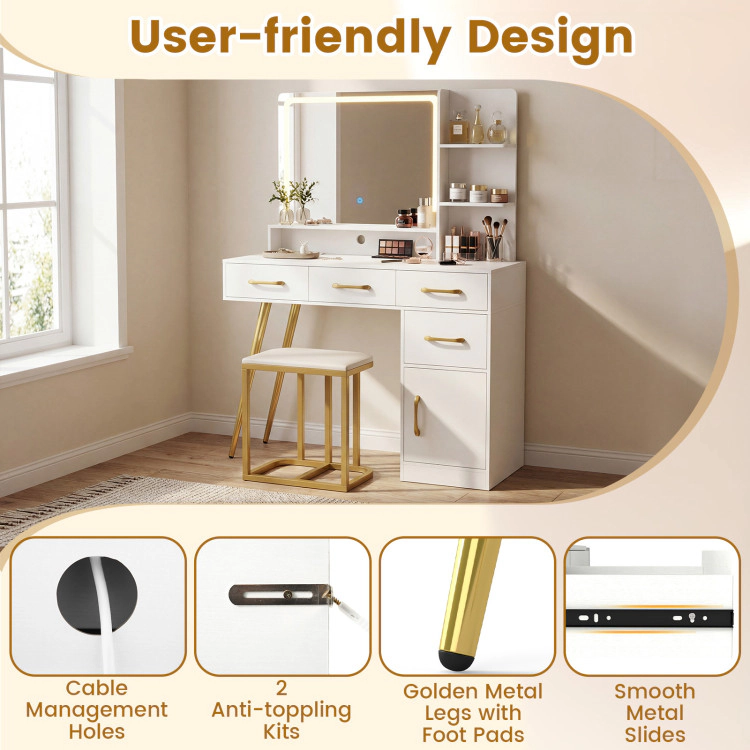 Hivvago Vanity Set With Mirror And Lights And Table With Adjustable Brightness