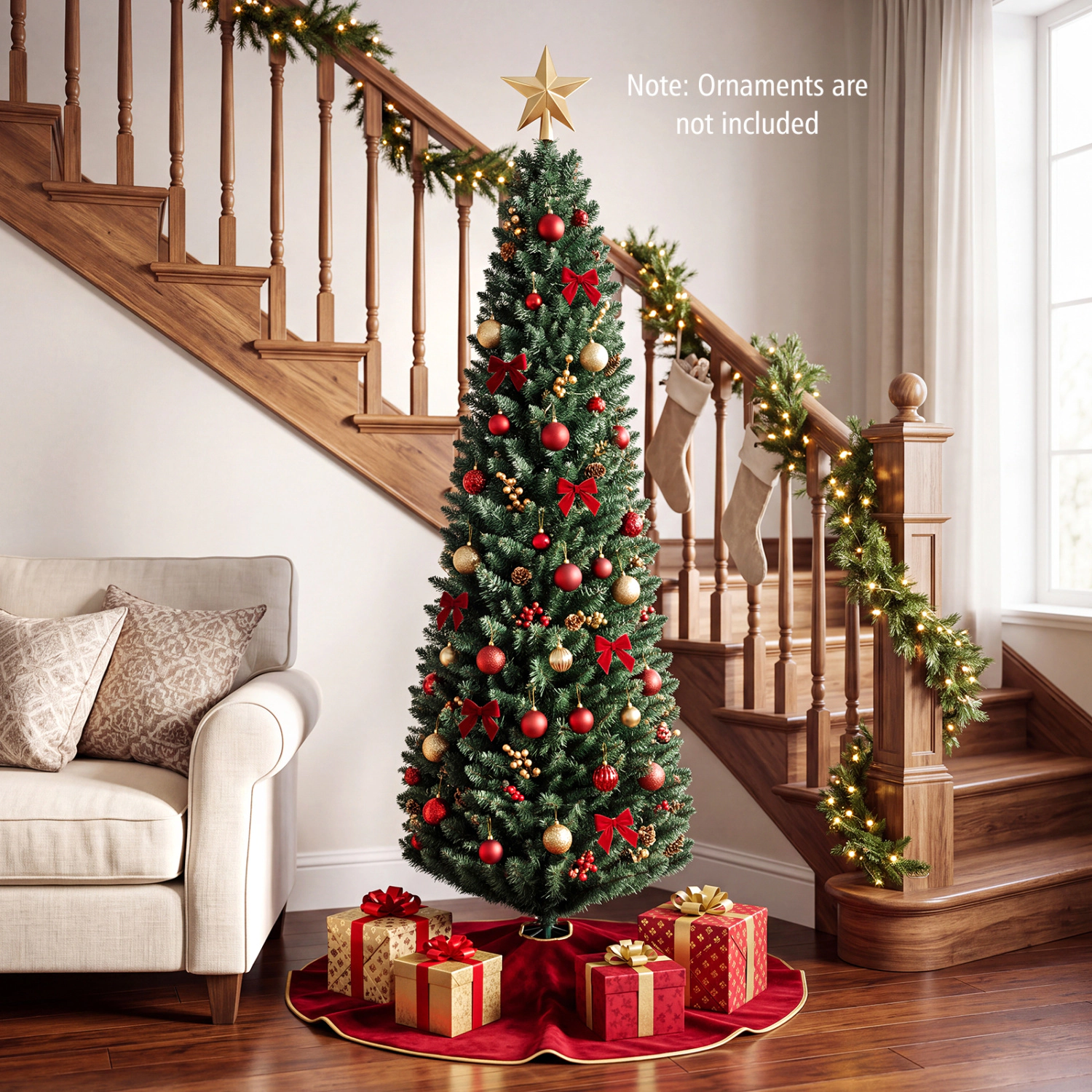 LJG PVC Artificial Slim Pencil Christmas Tree