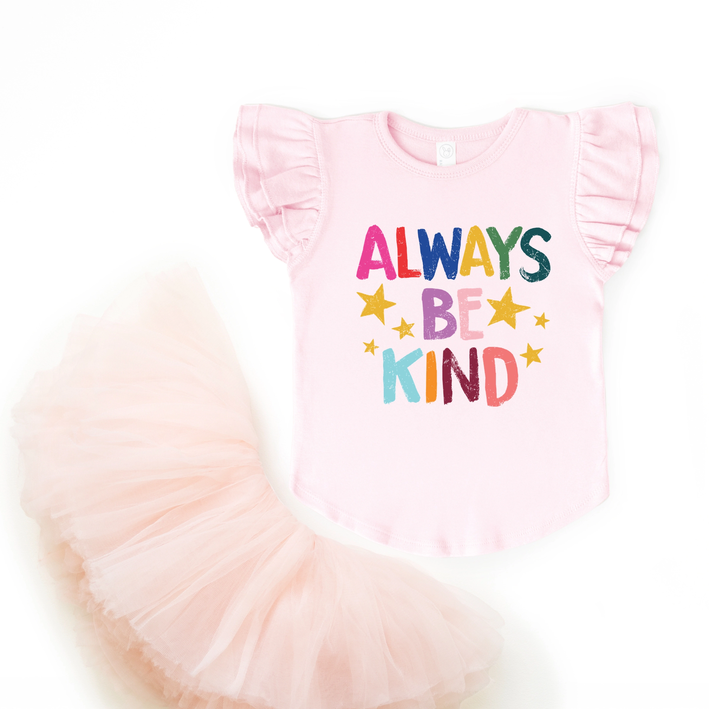 The Juniper Shop - Always Be Kind Stars Flutter Sleeve Graphic T-Shirt
