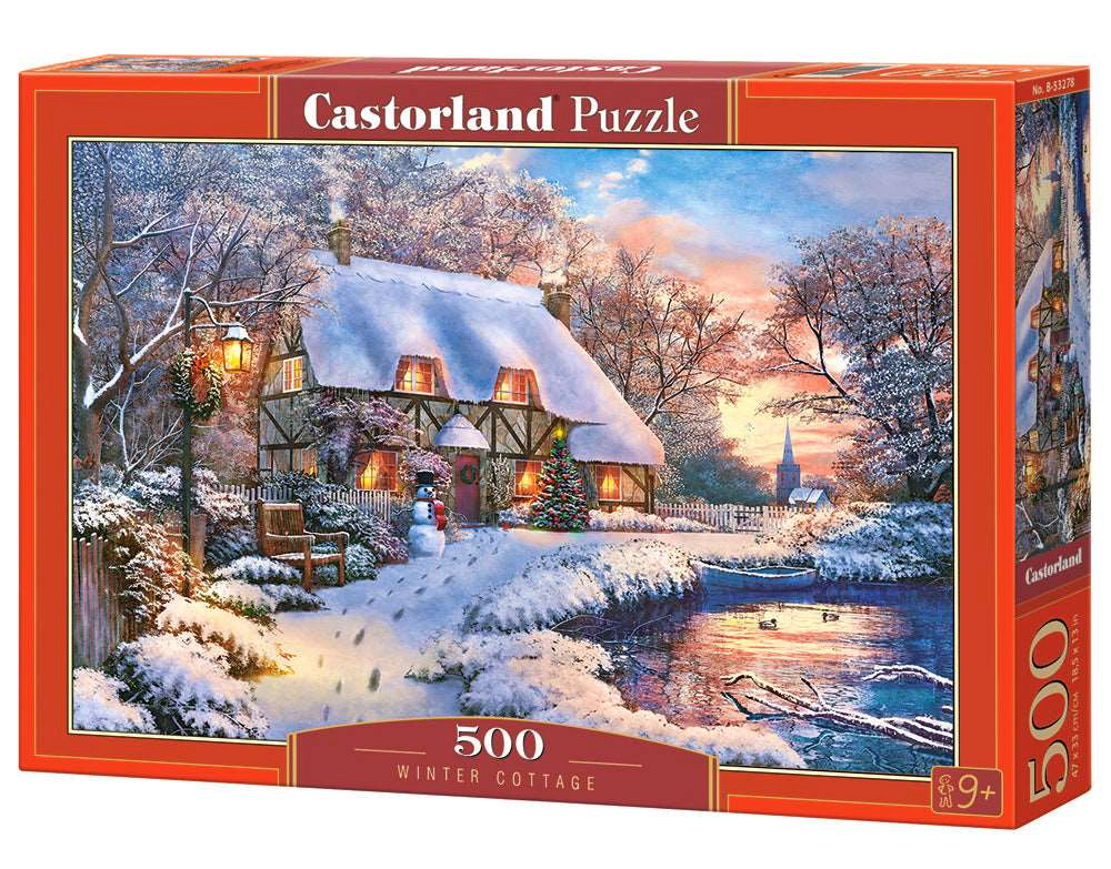 CASTORLAND 500 Piece Jigsaw Puzzle, Winter Cottage, Charming Nook, Countryside, Winter puzzle, Adult Puzzles, B-53278