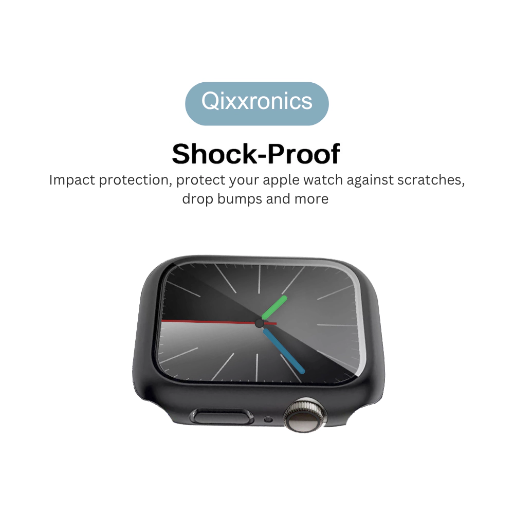 Qixxronics for Apple Watch Series 4 5 6 SE1 SE2 (44mm) Case Cover, with Built-in Glass Screen Protector 4-Pack