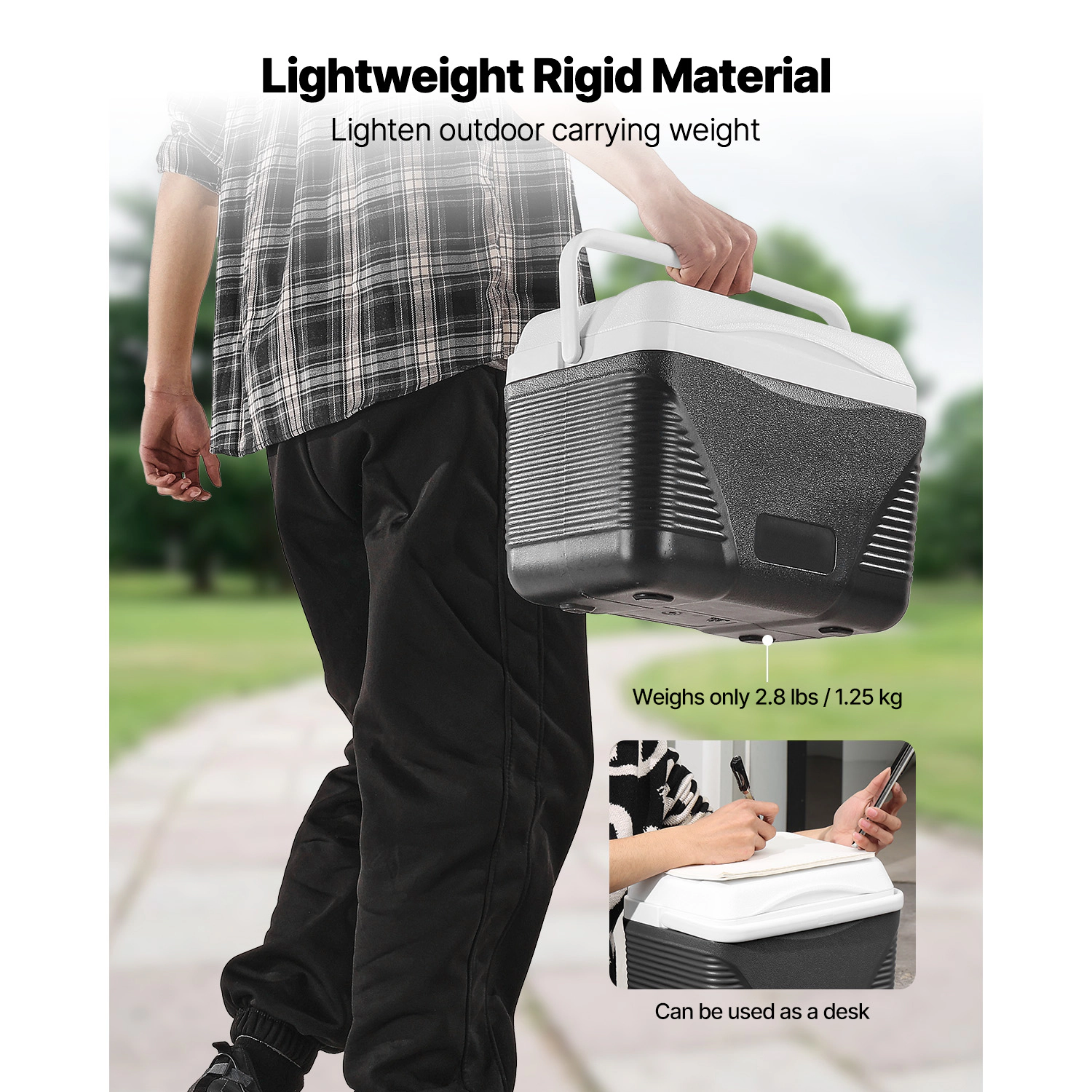 HONGGE 8.5-Quart Compact Hard Cooler with Carry Handle, Lightweight Insulated Ice Chest for Short Trips
