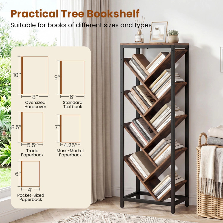 Hivvago 9-Tier Freestanding Bookcase for Hardcover Books