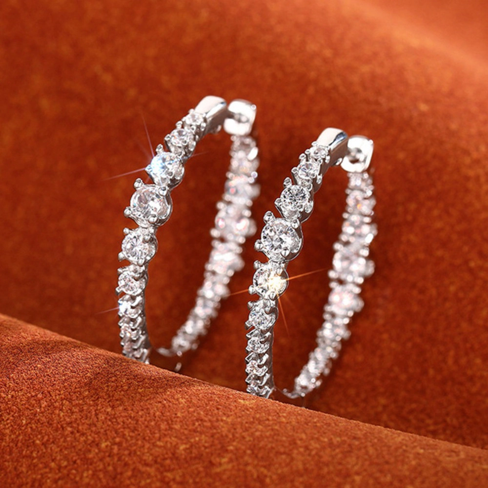 Full Dazzling Cubic Zirconia Hoop Earring