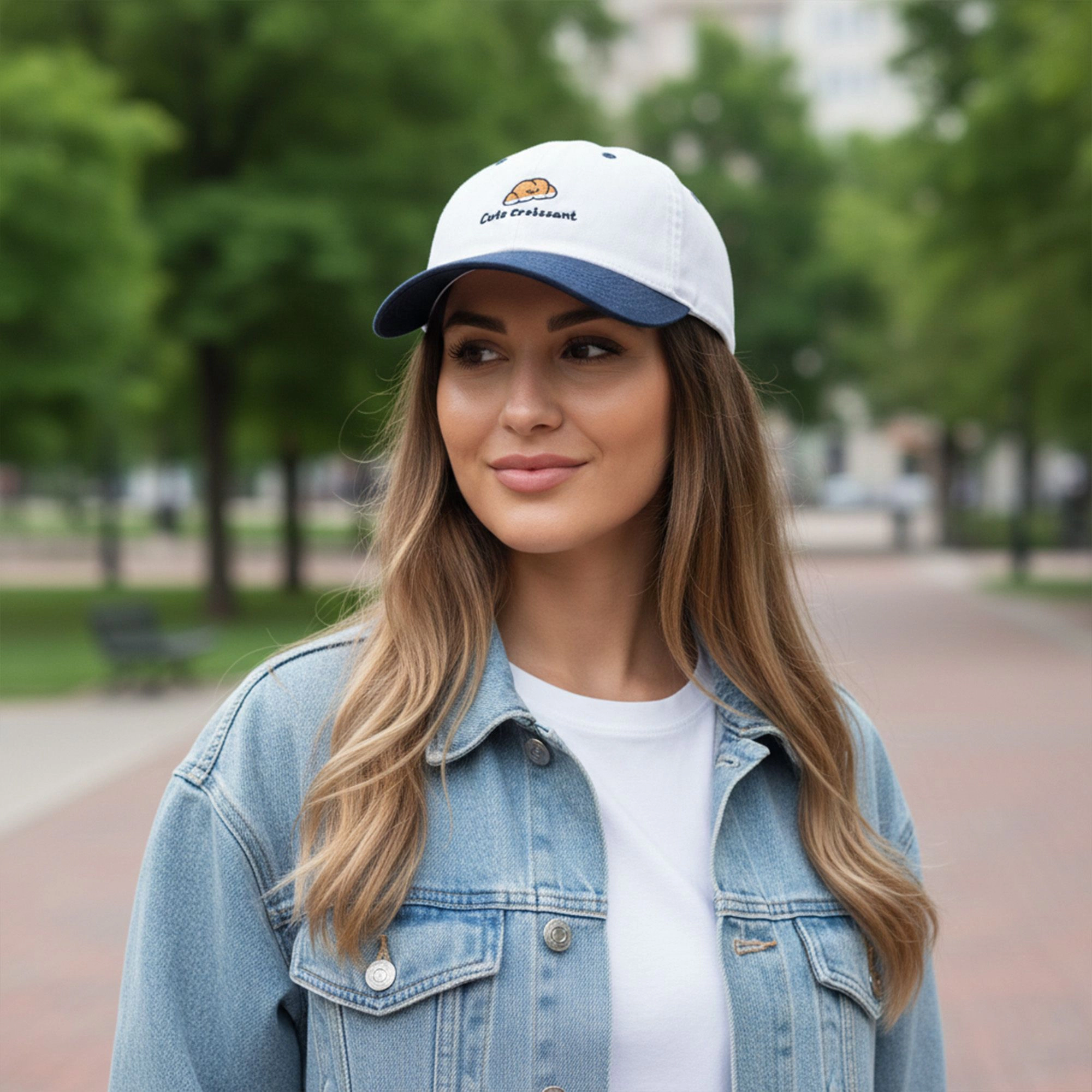 Anna-Kaci Women's Embroidered Croissant Baseball Cap Adjustable Baseball Hat