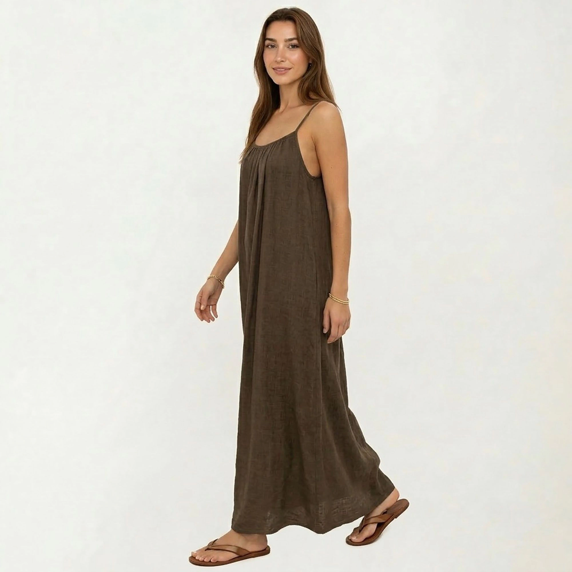 Anna-Kaci Women's Spaghetti Strap Lightweight Scoop Back Maxi Dress