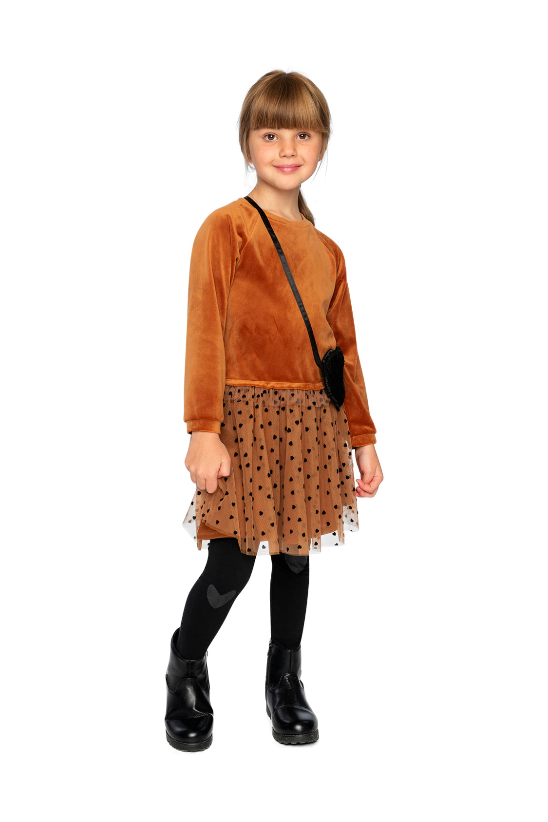 Deux par Girls Glitter Heart Knee Organic Cotton Leggings