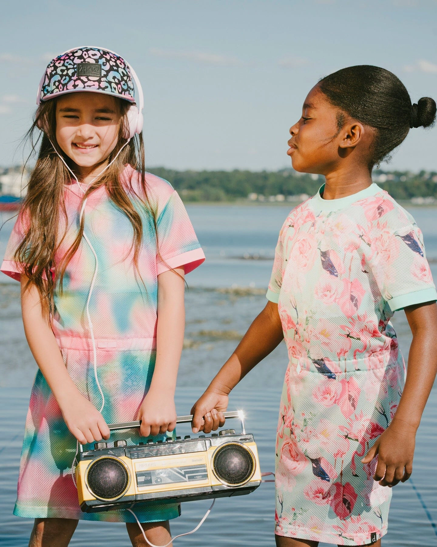 Deux par Girls Mesh Beach Dress Flamingo Print