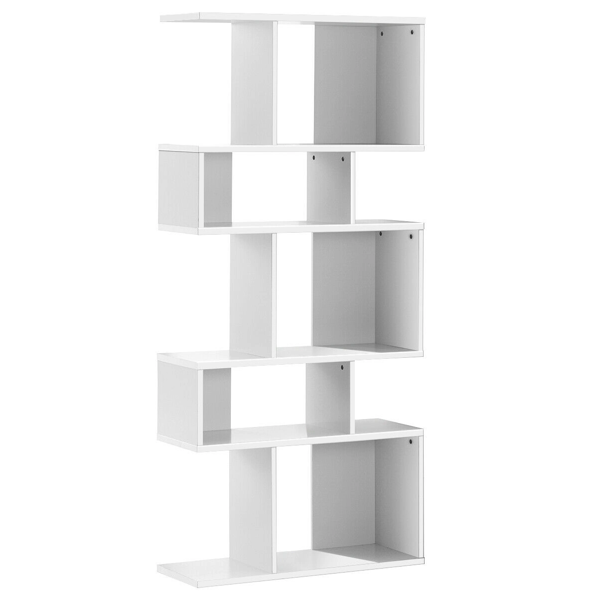 LJG 5 Cubes Ladder Shelf Corner Bookshelf Display Rack Bookcase