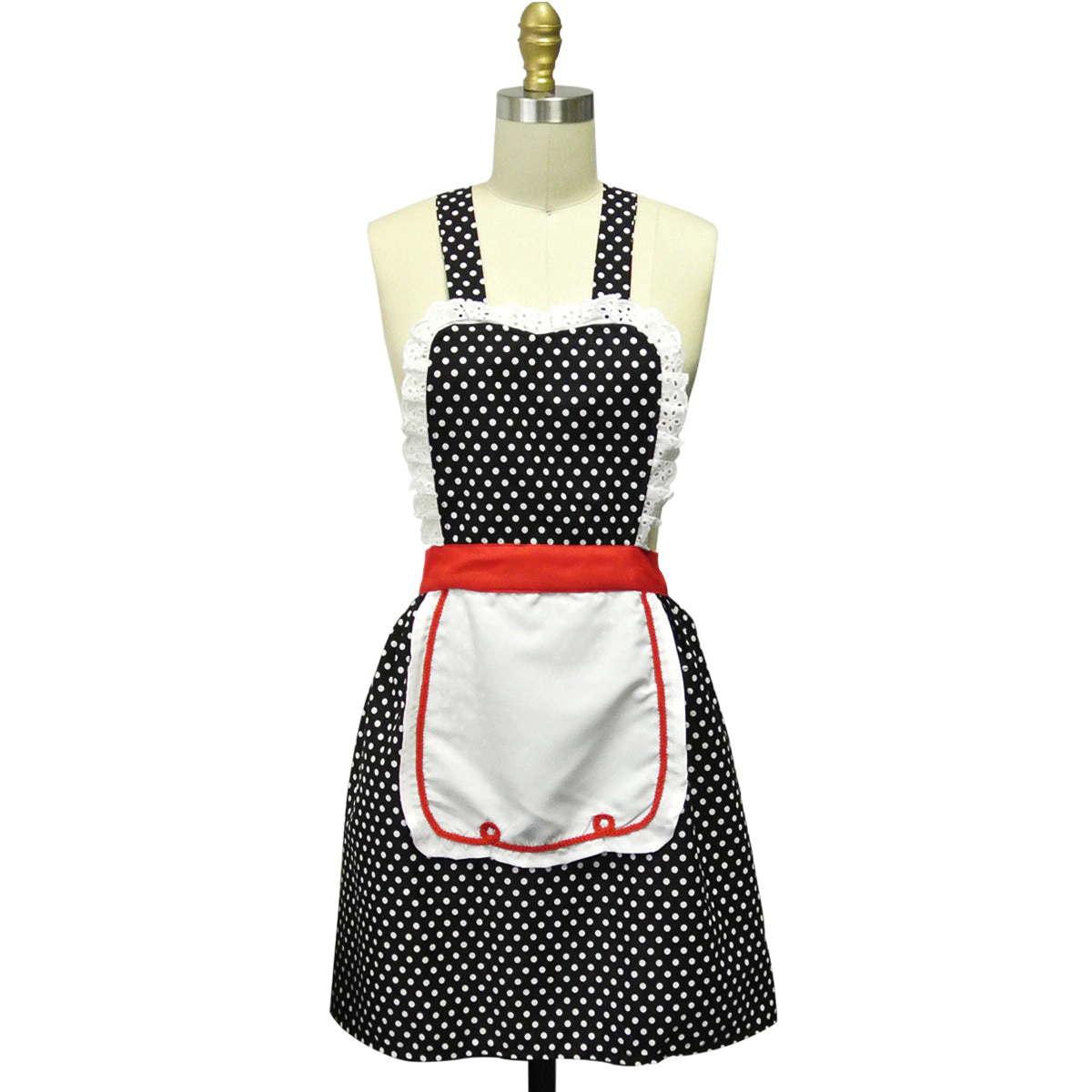 Wrapables Womens' Retro 50's Polka Dot Apron, Cosplay Apron, Halloween Costume Accessories
