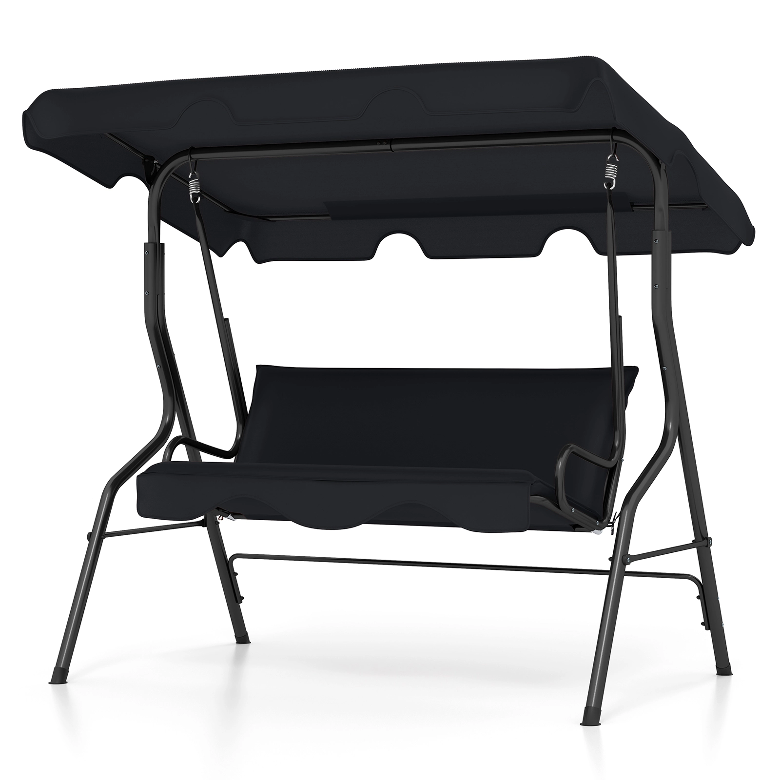 SUGIFT 3-Seat Outdoor Patio Canopy Swing with Cushion 500-lb Capacity Black