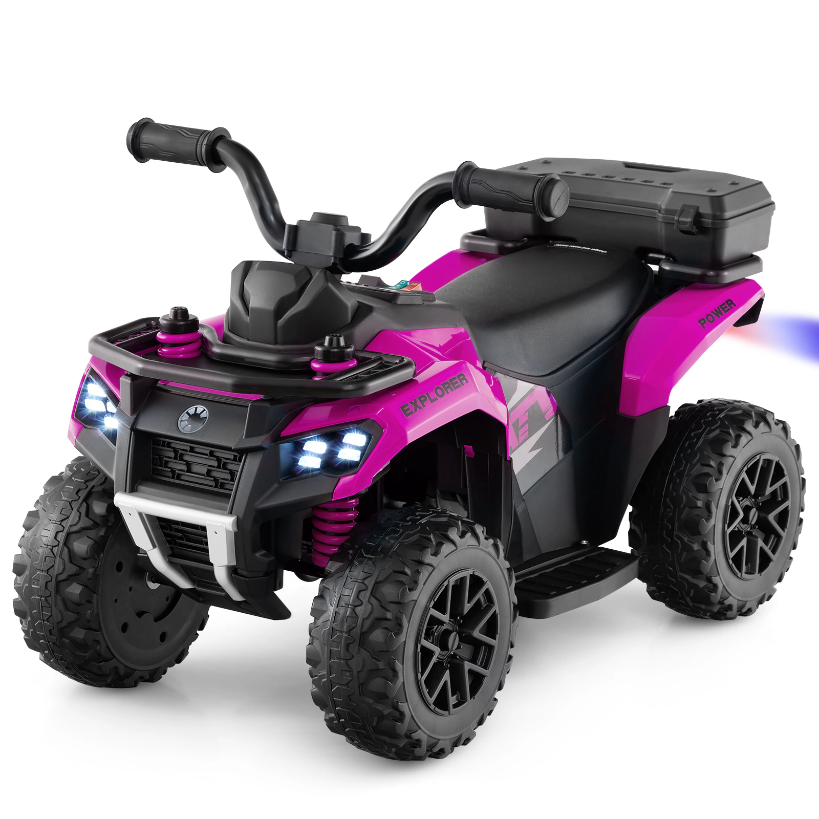 SUGIFT 6V Kids Ride On ATV with Spray Function and Storage Box 44-lb Capacity Ages 18 Months and Up 27-in Long Pink