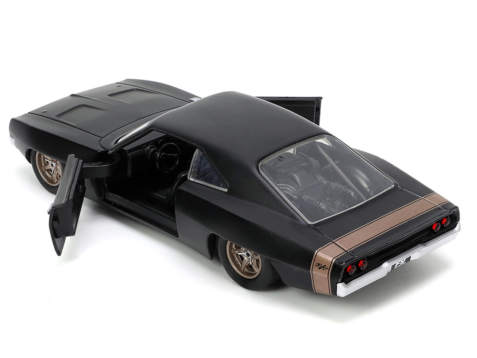 Jada 1968 Dodge Charger Widebody Matt Black with Bronze Tail Stripe "F9" (2021) Movie "Fast & Furious" Series