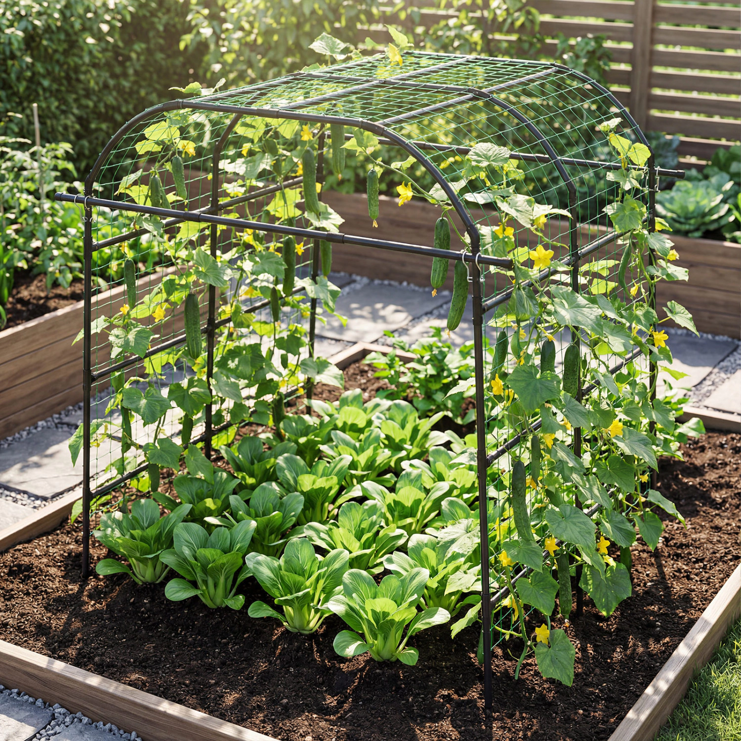 LJG 7.5 FT Tall Metal Garden Arch Trellis for Climbing Plants Outdoor