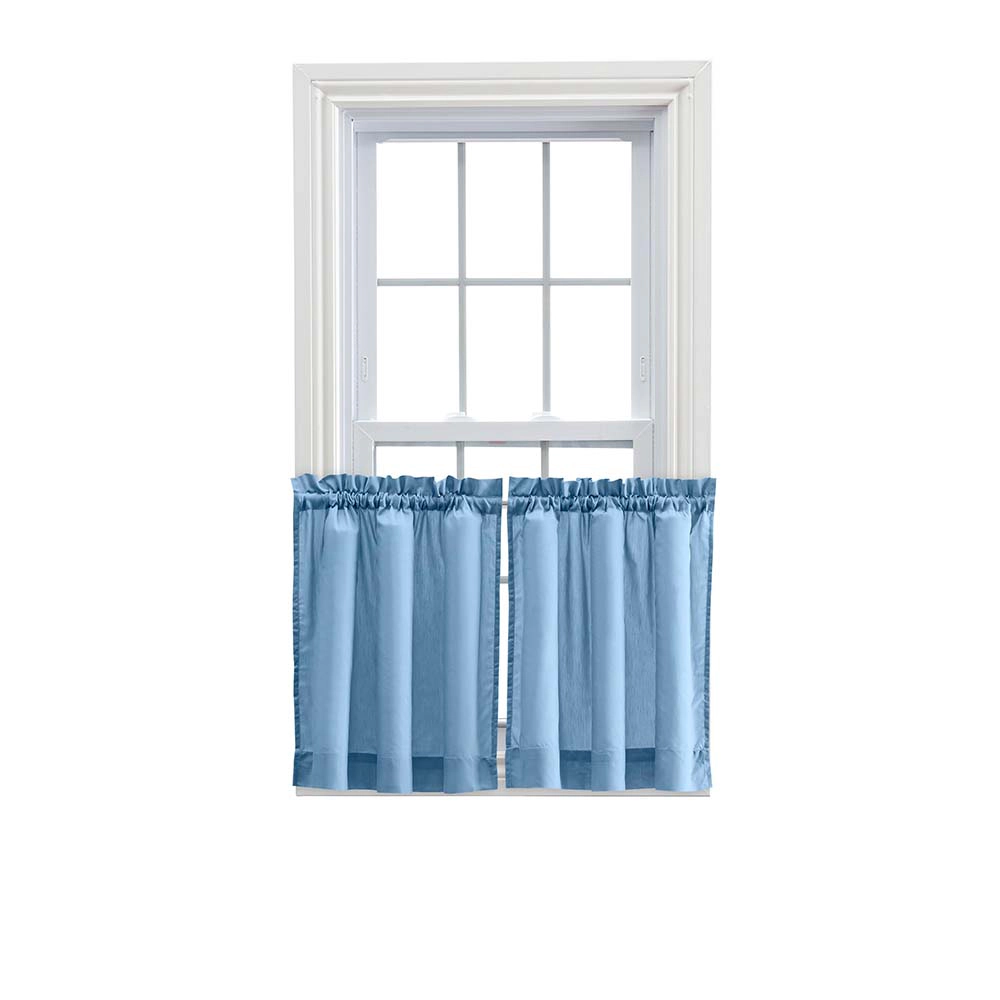 Ellis Stacey 1.5" Rod Pocket High Quality Fabric Solid Color Window Tailored Tier Pair 56"x45" Slate