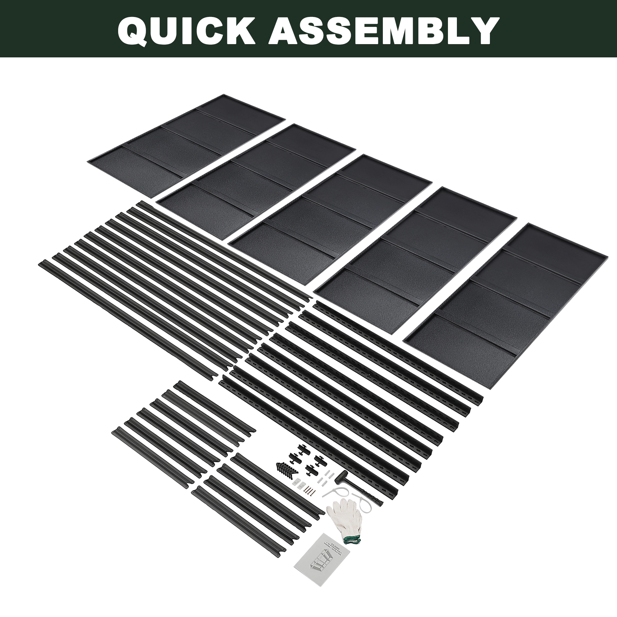Flynama 5 Tier Heavy Duty Black Metal Utility Shelving Unit Solid Ventilated Shelves in W x in D x in H