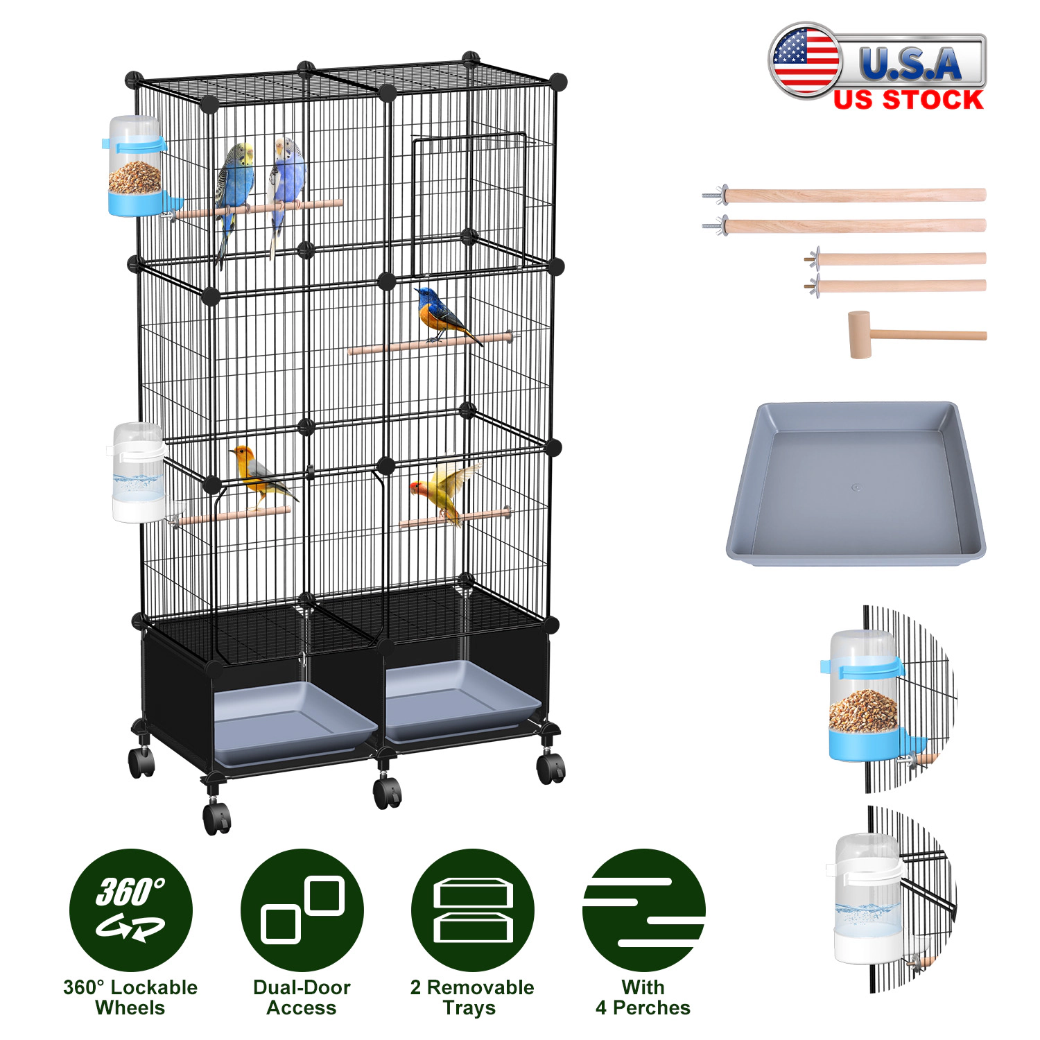 IMounTEK Unisex 46-Inch Rolling Bird Cage
