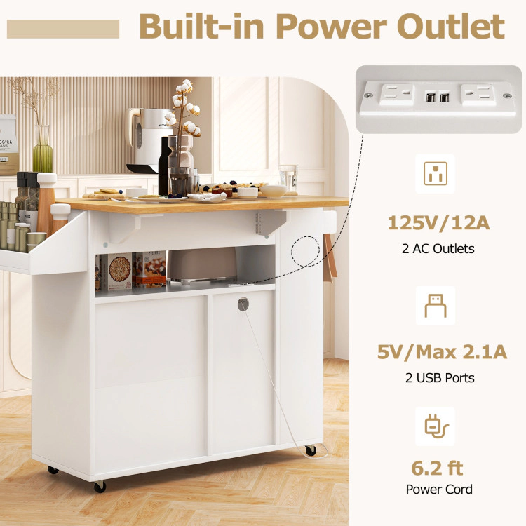 Hivvago Rolling Kitchen Island Cart with Power Outlet for Dining Room