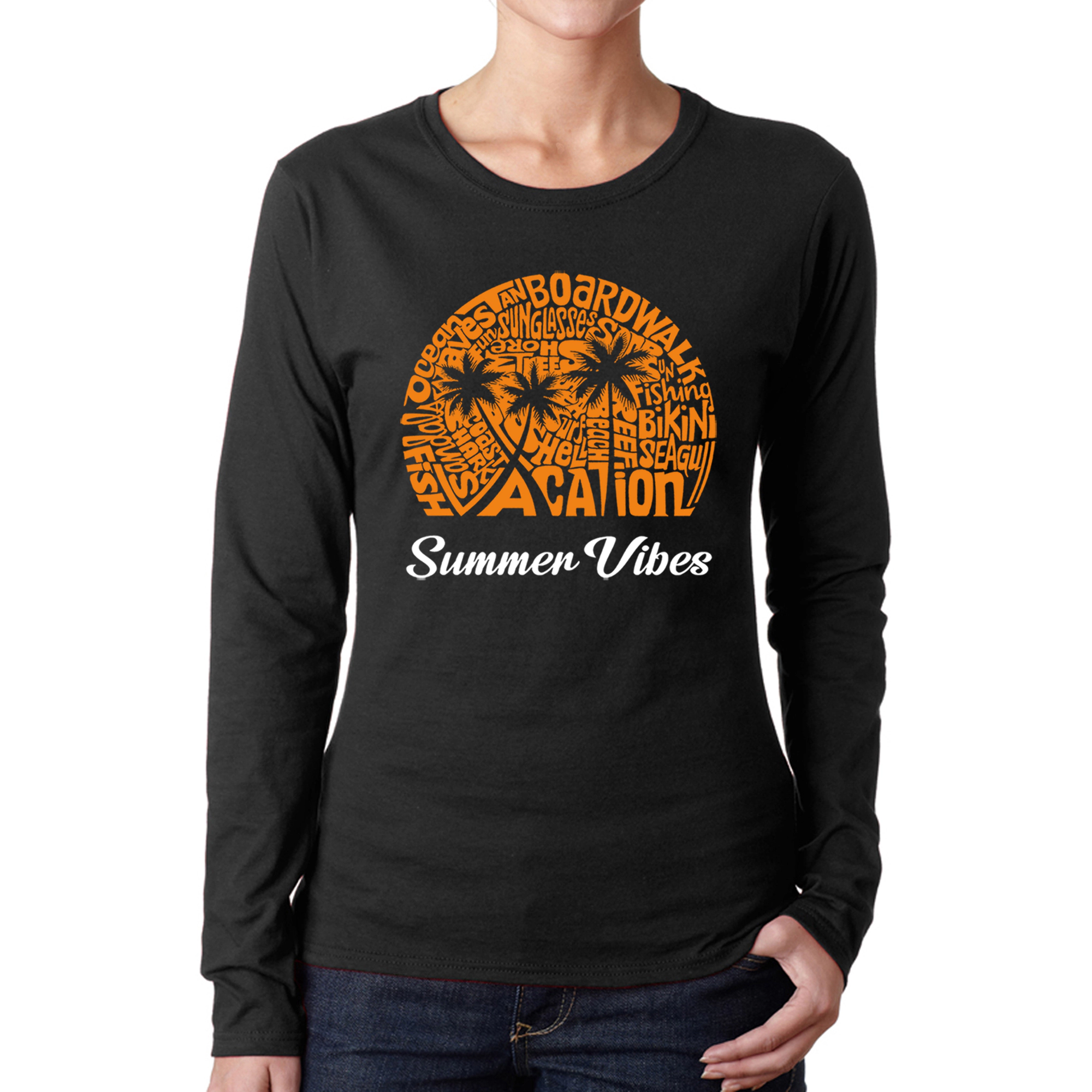 LA Pop Art Women's Word Long Sleeve T-Shirt - Summer Vibes
