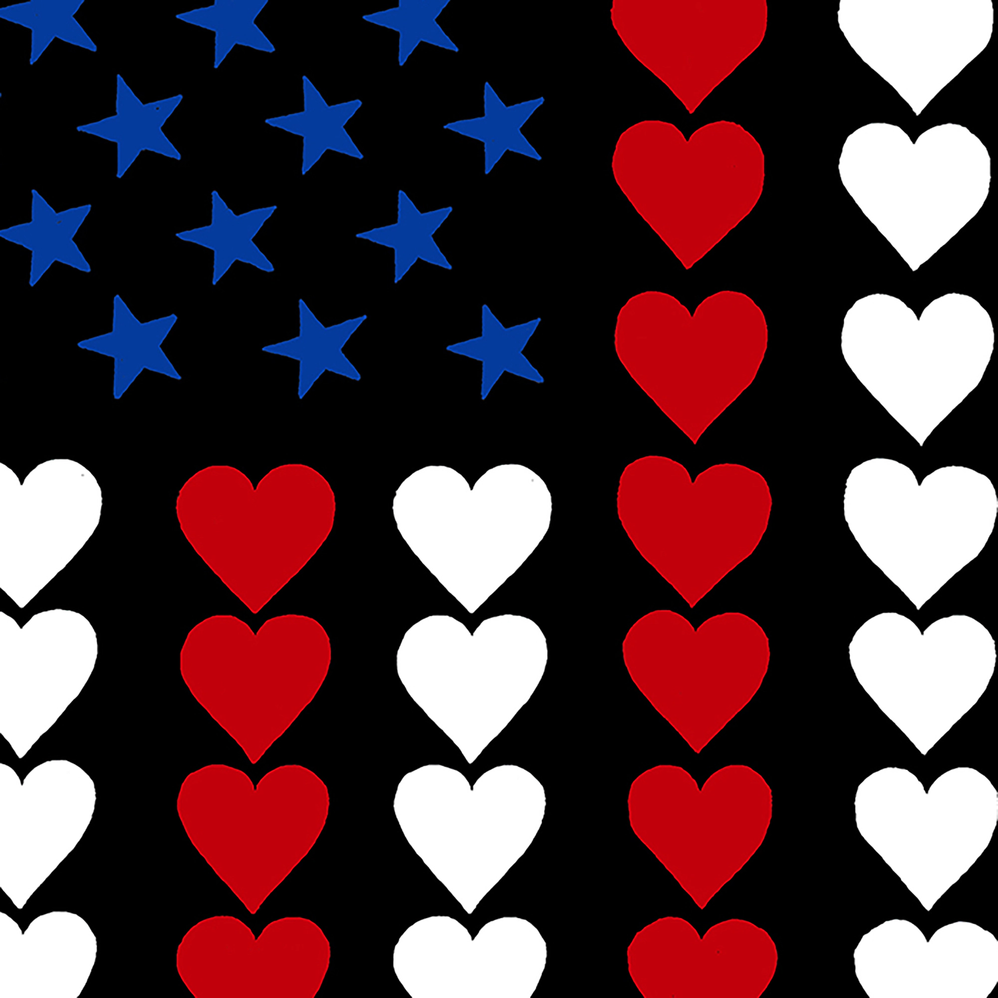 LA Pop Art Men's Heart Flag Word T-Shirt