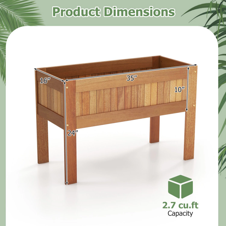 Hivvago Elevated Wooden Garden Planter Box with Legs